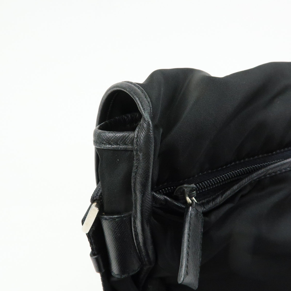 Prada Buckle Messenger Tessuto Black Nylon Handbag (Pre-Owned)