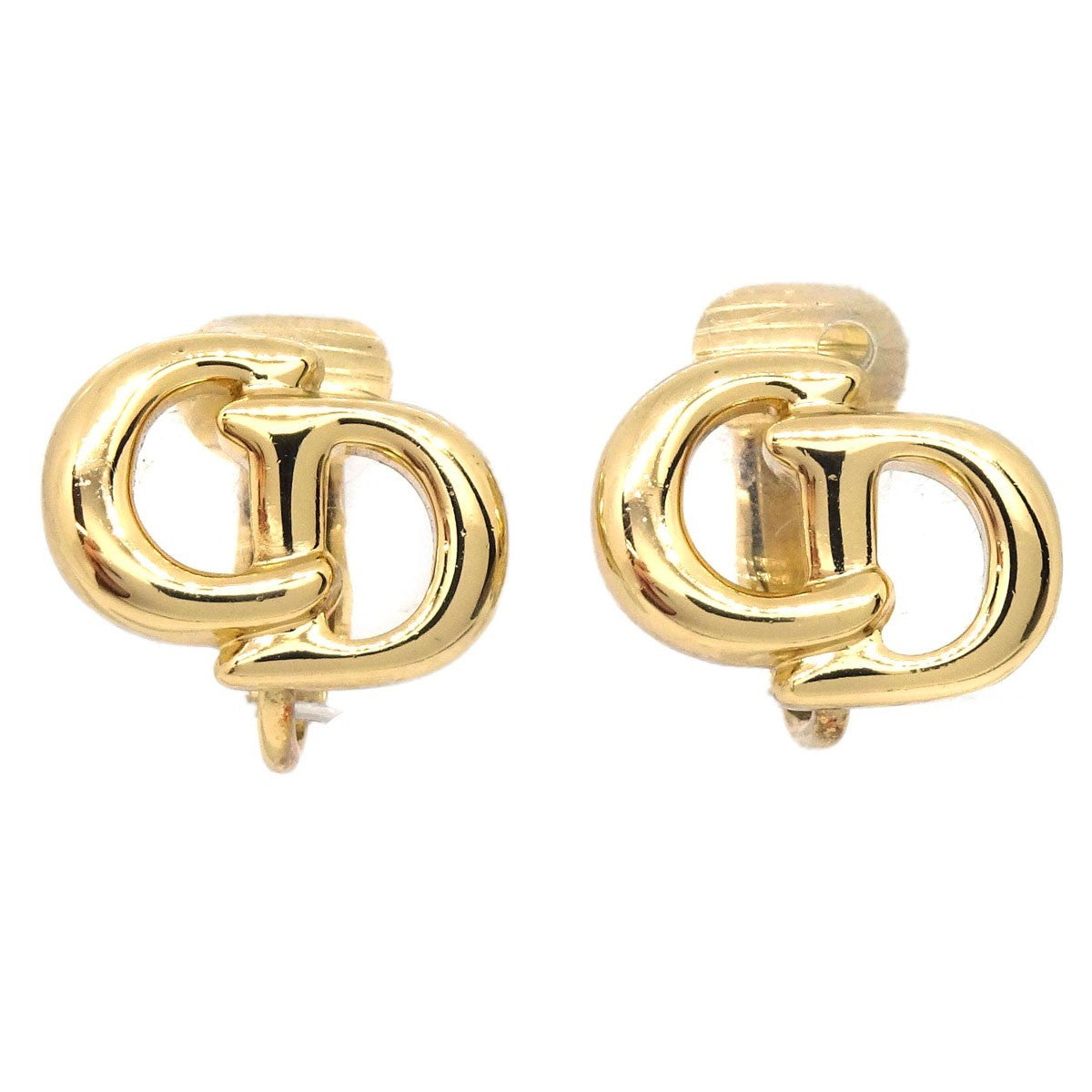 Christian Dior Vintage Cd Clip-On Metal Gold Gold_Plated Earrings Jewelry (Pre-Owned)
