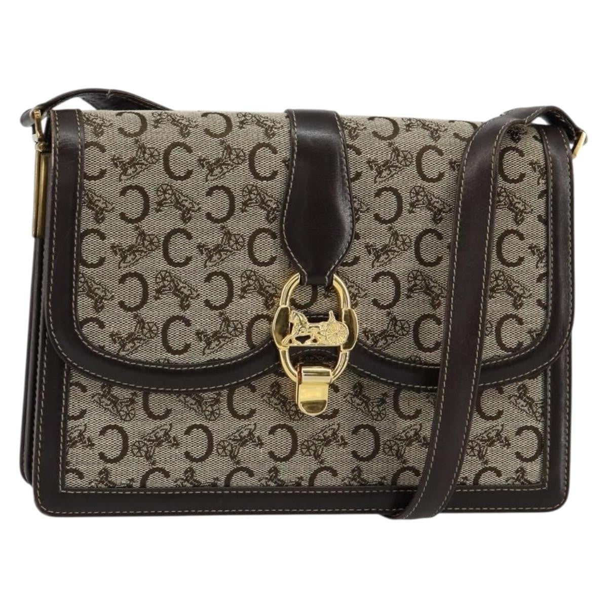 Celine C Sulky Canvas And Leather Brown Canvas Shoulder Bag Bag (Pre-Owned)
