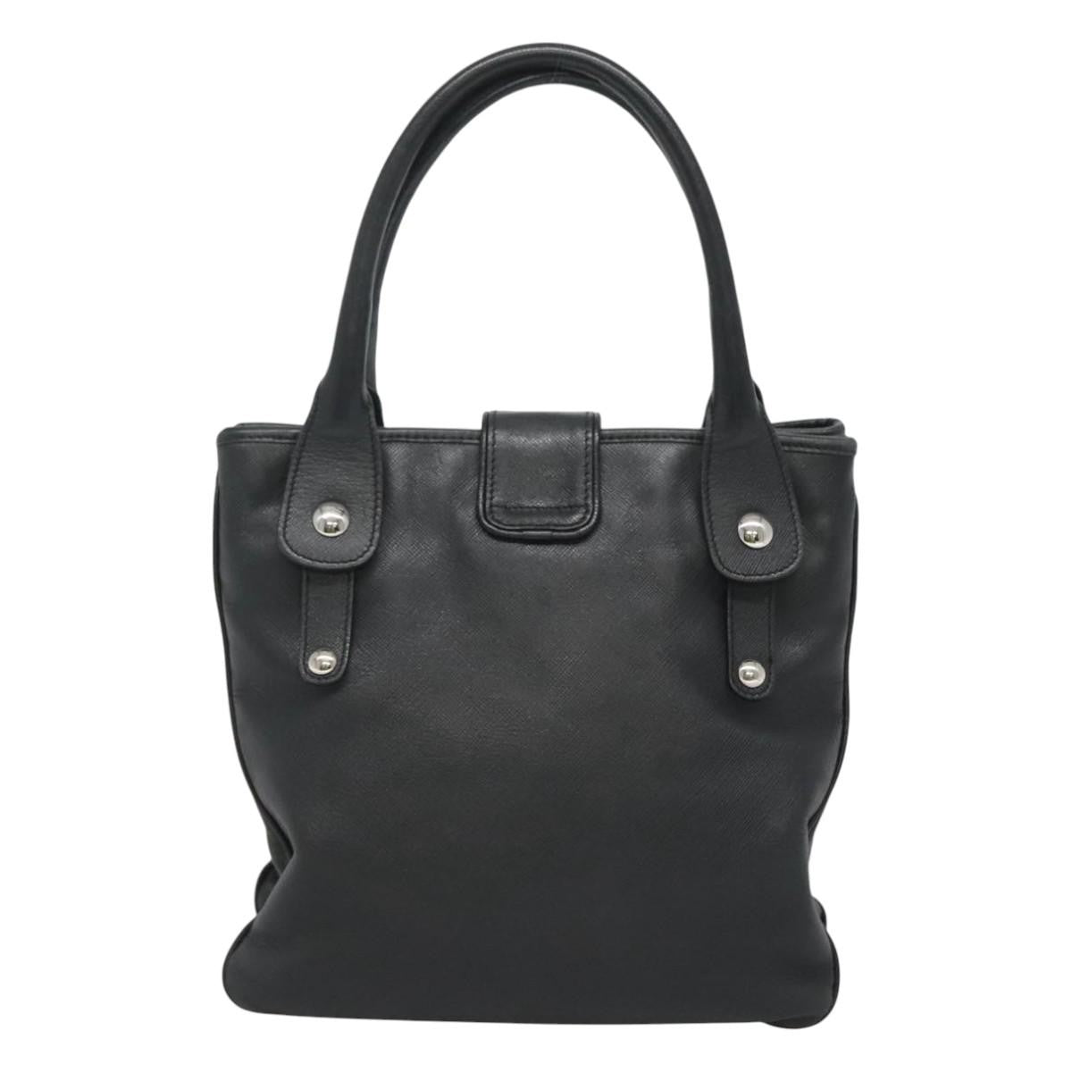 Salvatore Ferragamo Gancini Leather Black Leather Handbag (Pre-Owned)