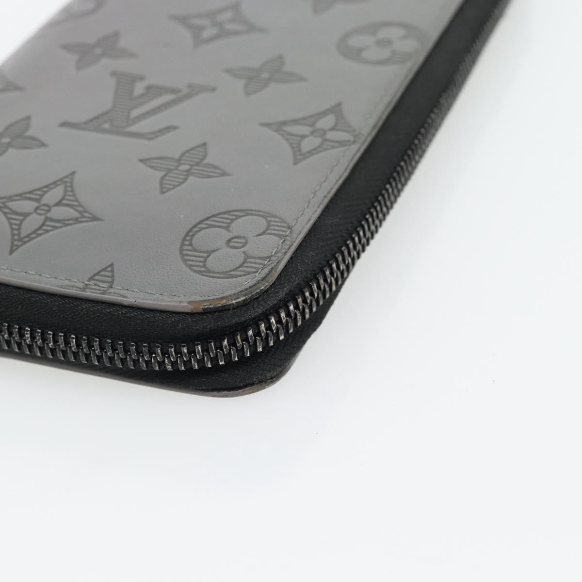 Louis Vuitton Zippy Wallet Vertical Monogram Shadow Leather Gray Leather Wallets Accessory (Pre-Owned)