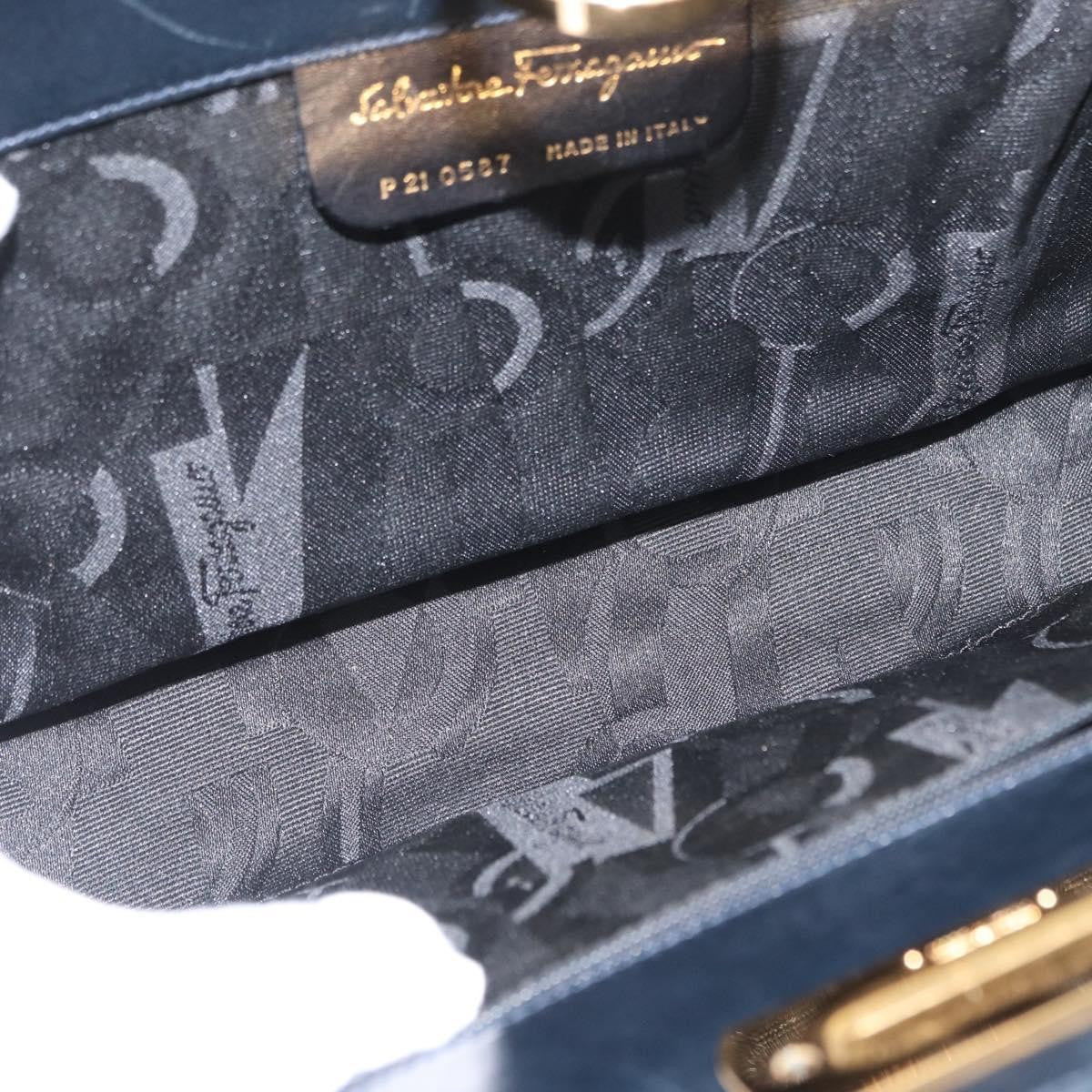 Salvatore Ferragamo Vintage Gancini Chain Leather Navy Leather Shoulder Bag Bag (Pre-Owned)