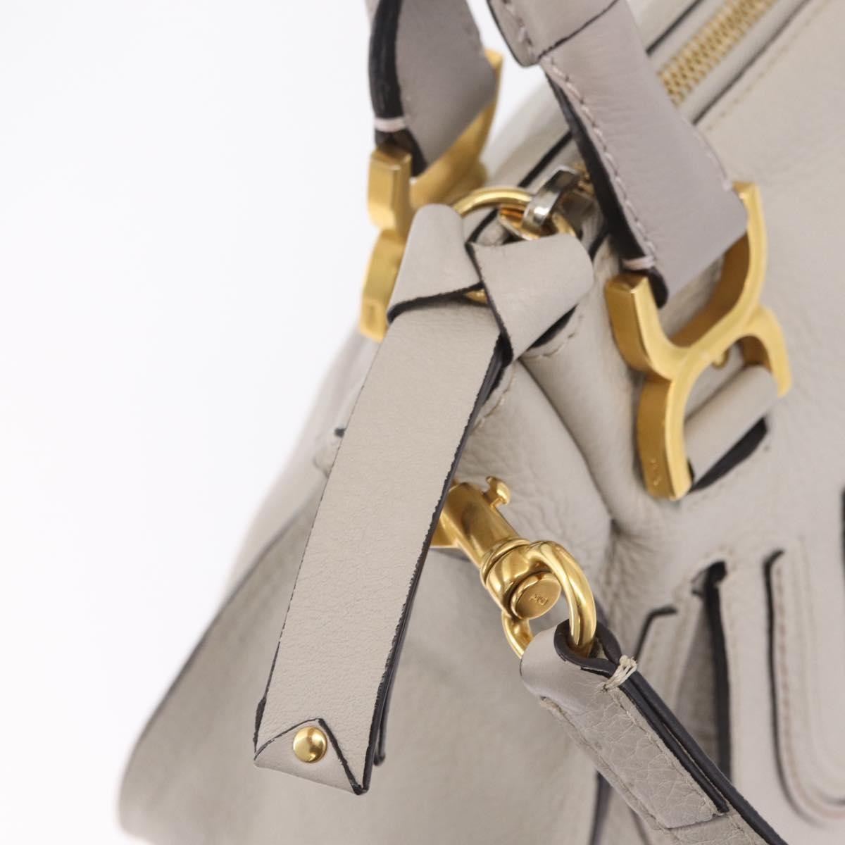 Chloe Marcie Satchel Leather Gray Leather Handbag (Pre-Owned)