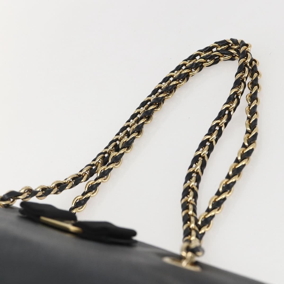 Salvatore Ferragamo Vala Chain Leather Black Leather Shoulder Bag Bag (Pre-Owned)