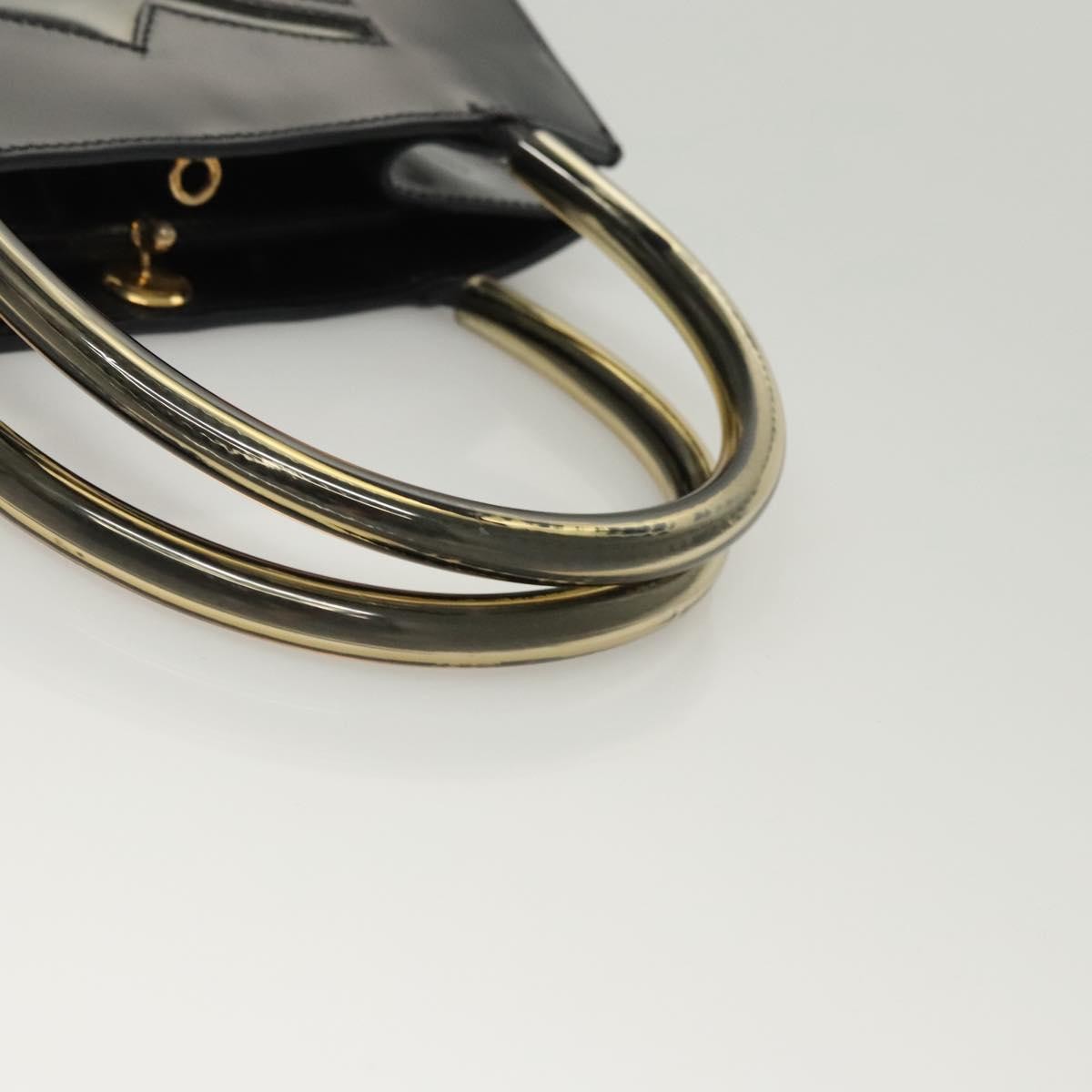 Salvatore Ferragamo Vintage Patent Leather Black Patent_Leather Handbag (Pre-Owned)