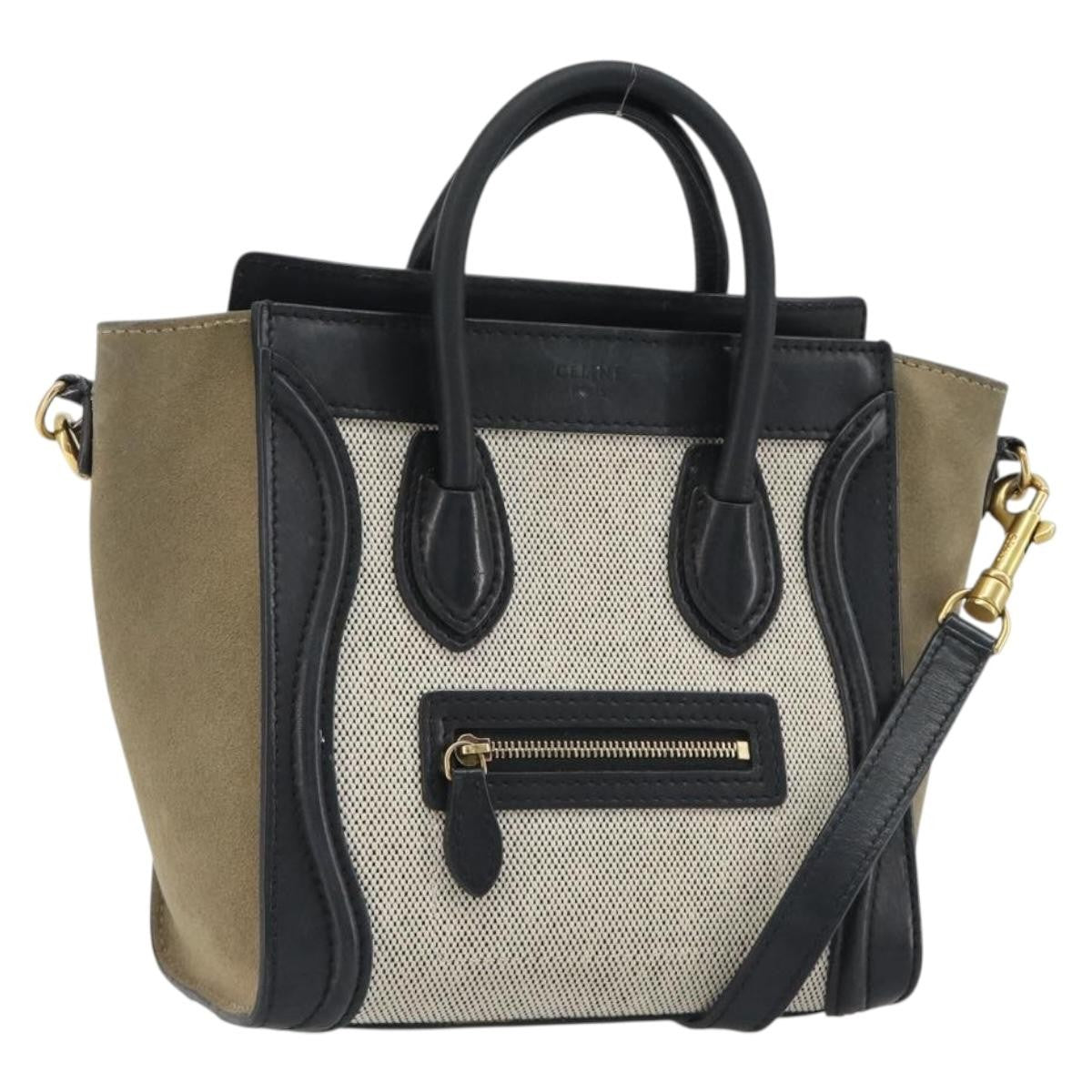 Celine Luggage Canvas And Leather Gray Canvas Tote Bag Bag (Pre-Owned)