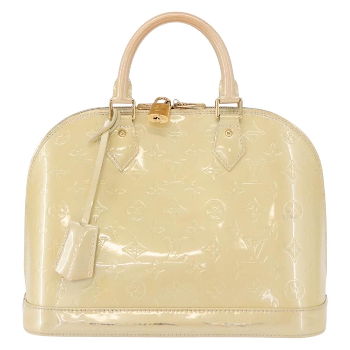 Louis Vuitton Alma Monogram Vernis Beige Patent_Leather Handbag (Pre-Owned)
