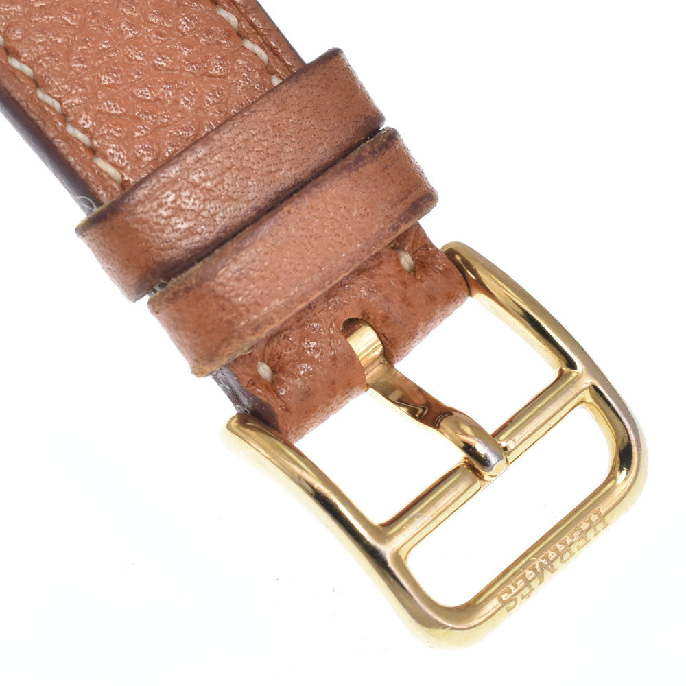 Hermes Heure H Quartz Plated Metal And Leather Watch (Pre-Owned)