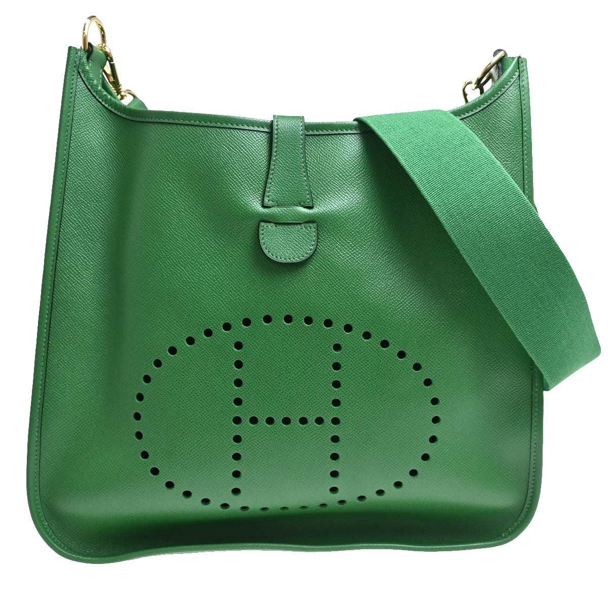 Hermes Evelyne Bag Gen Iii Courchevel Green Leather Shoulder Bag Bag (Pre-Owned)