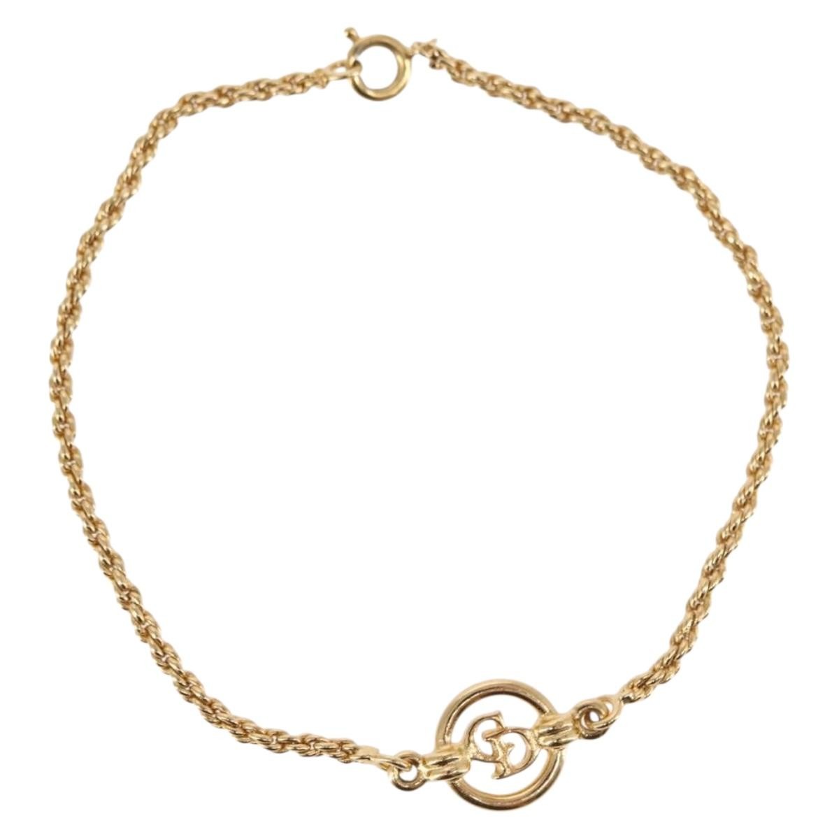 Christian Dior Vintage Logo Metal Gold Metal Bracelet Jewelry (Pre-Owned)