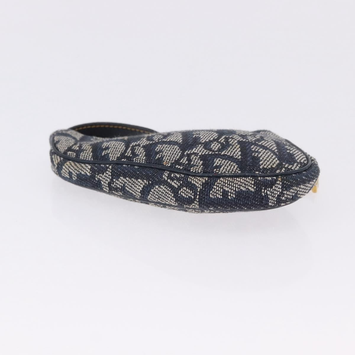 Christian Dior Vintage Saddle Zip Coin Purse Diorissimo Canvas Navy Canvas Clutche & Pouche Bag (Pre-Owned)