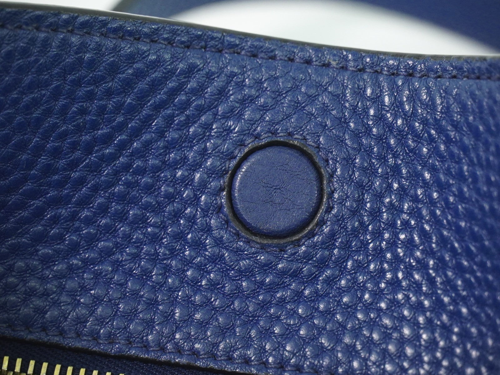 Prada Embossed Logo Open Tote Leather Blue Leather Tote Bag Bag (Pre-Owned)