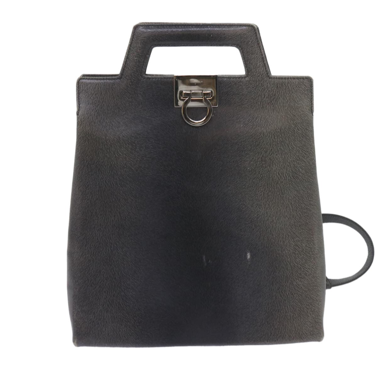 Salvatore Ferragamo Gancini Leather Gray Leather Handbag (Pre-Owned)