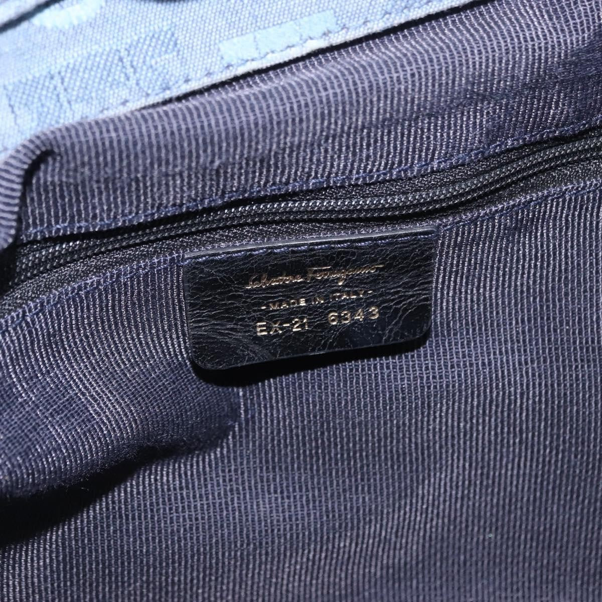 Salvatore Ferragamo Gancini Canvas Navy Canvas Crossbody Bag Bag (Pre-Owned)