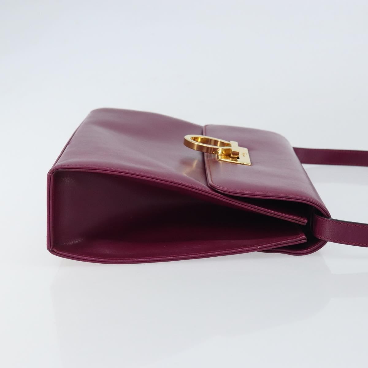 Salvatore Ferragamo Gancini Leather Purple Leather Shoulder Bag Bag (Pre-Owned)