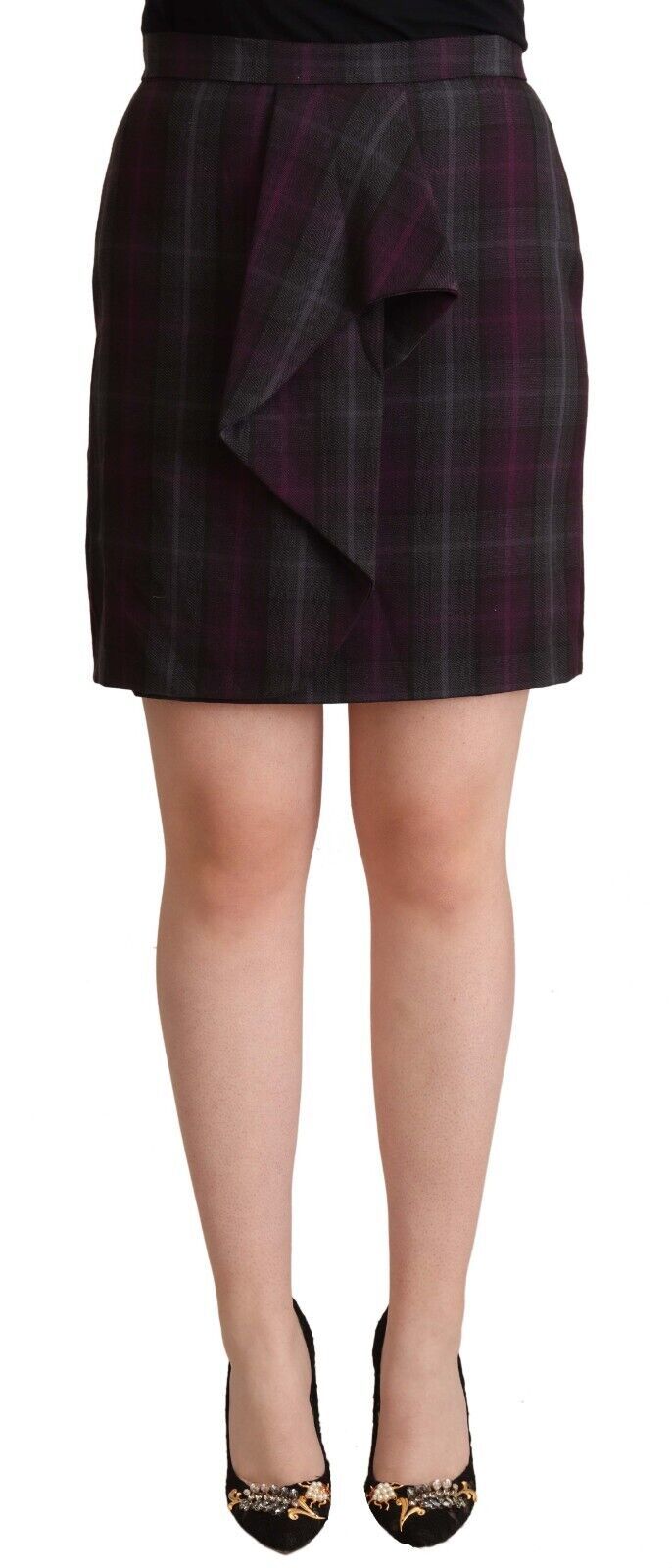 BENCIVENGA Multicolor Checkered Ruffle High Waist Mini Women's Skirt