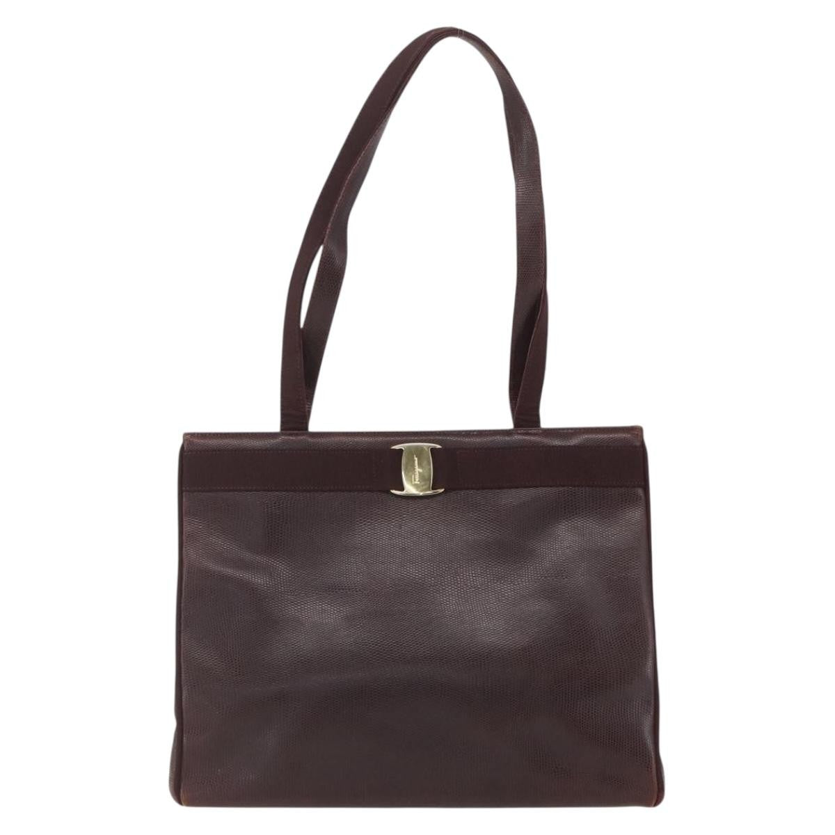 Salvatore Ferragamo Vala Tote Leather Brown Leather Tote Bag Bag (Pre-Owned)