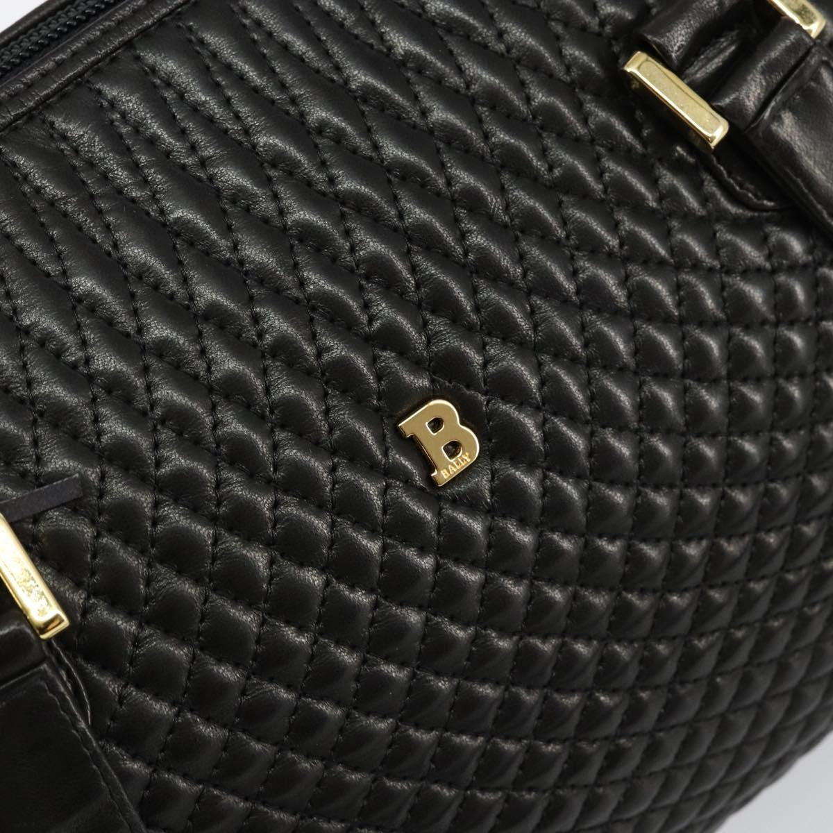 Bally Vintage Quilted Leather Black Leather Handbag (Pre-Owned)
