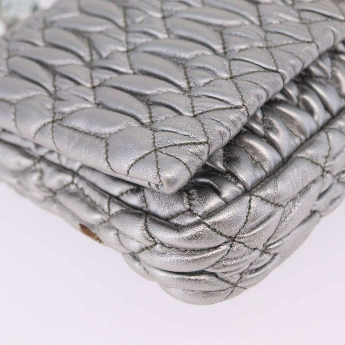 Miu Miu Crystal Clutch Matelasse Leather Silver Leather Clutche & Pouche Bag (Pre-Owned)