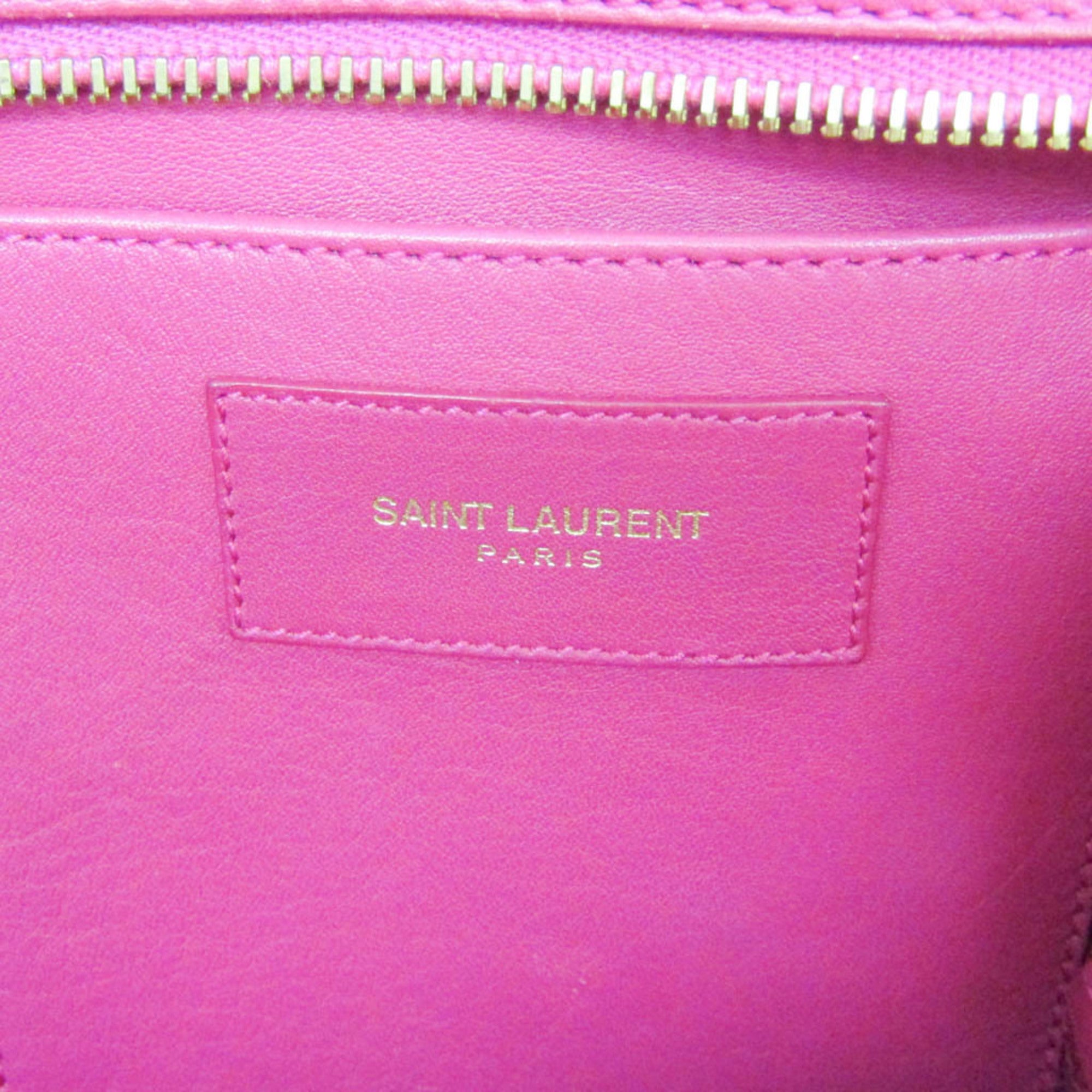 Saint Laurent Classic Y Cabas Leather Pink Leather Handbag (Pre-Owned)