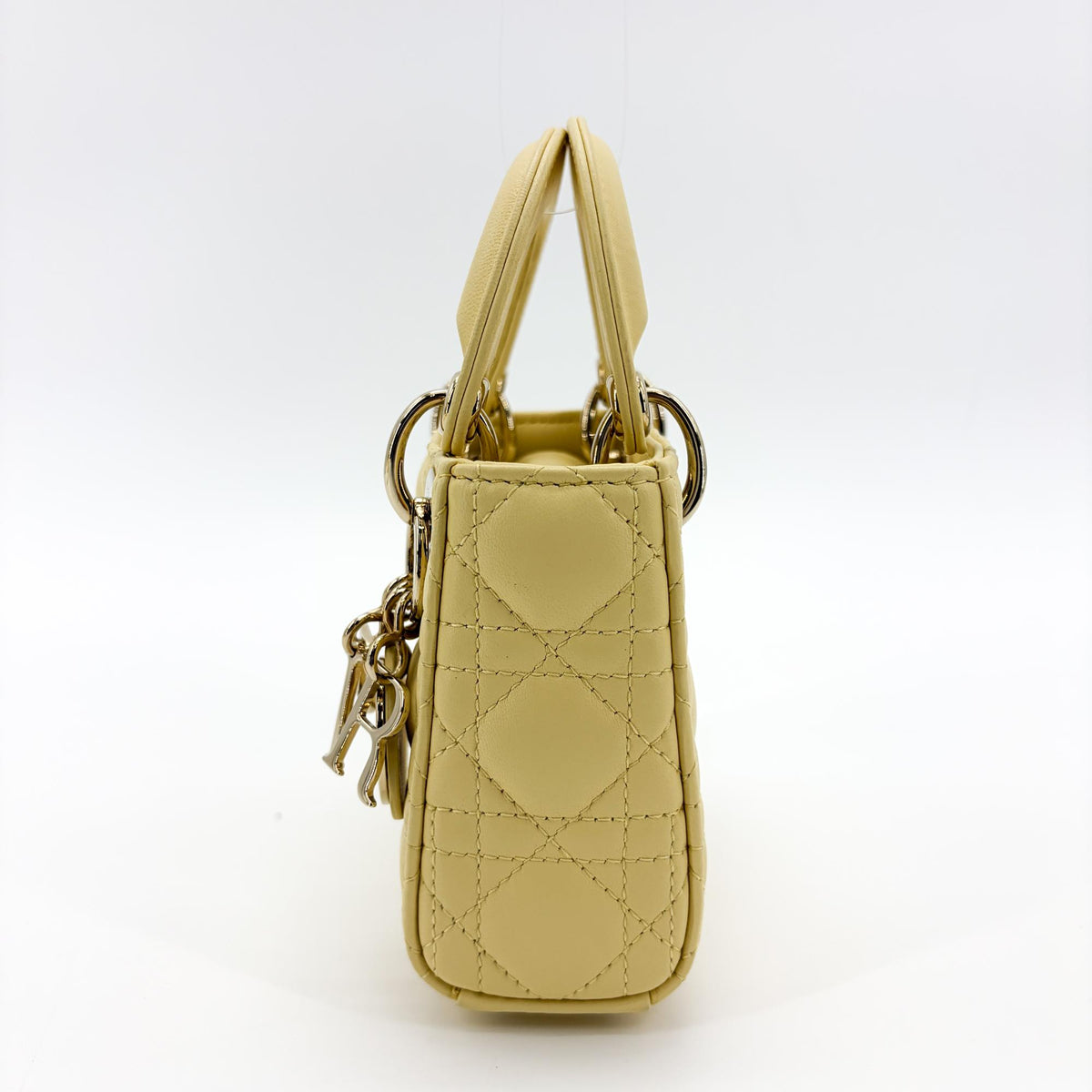 Christian Dior Lady Dior Lambskin Yellow Lamb Handbag (Pre-Owned)