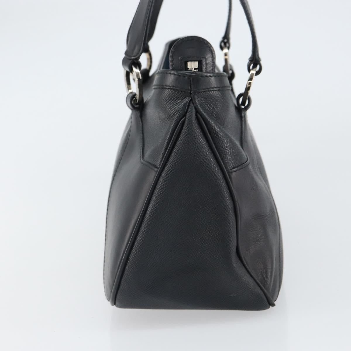 Bvlgari Handbag Leather Black Leather Handbag (Pre-Owned)