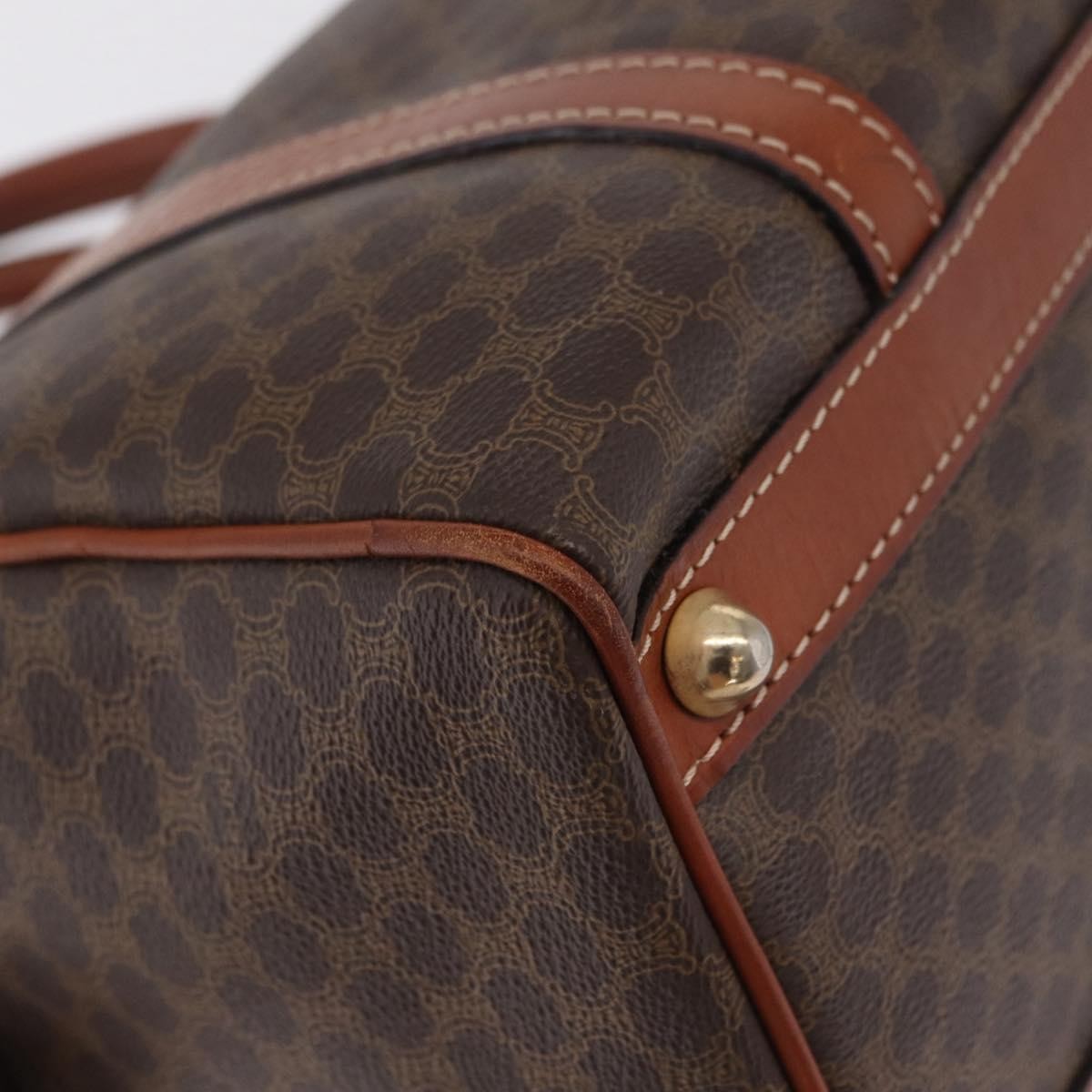 Celine Macadam Macadam With Leather Brown Canvas Tote Bag Bag (Pre-Owned)