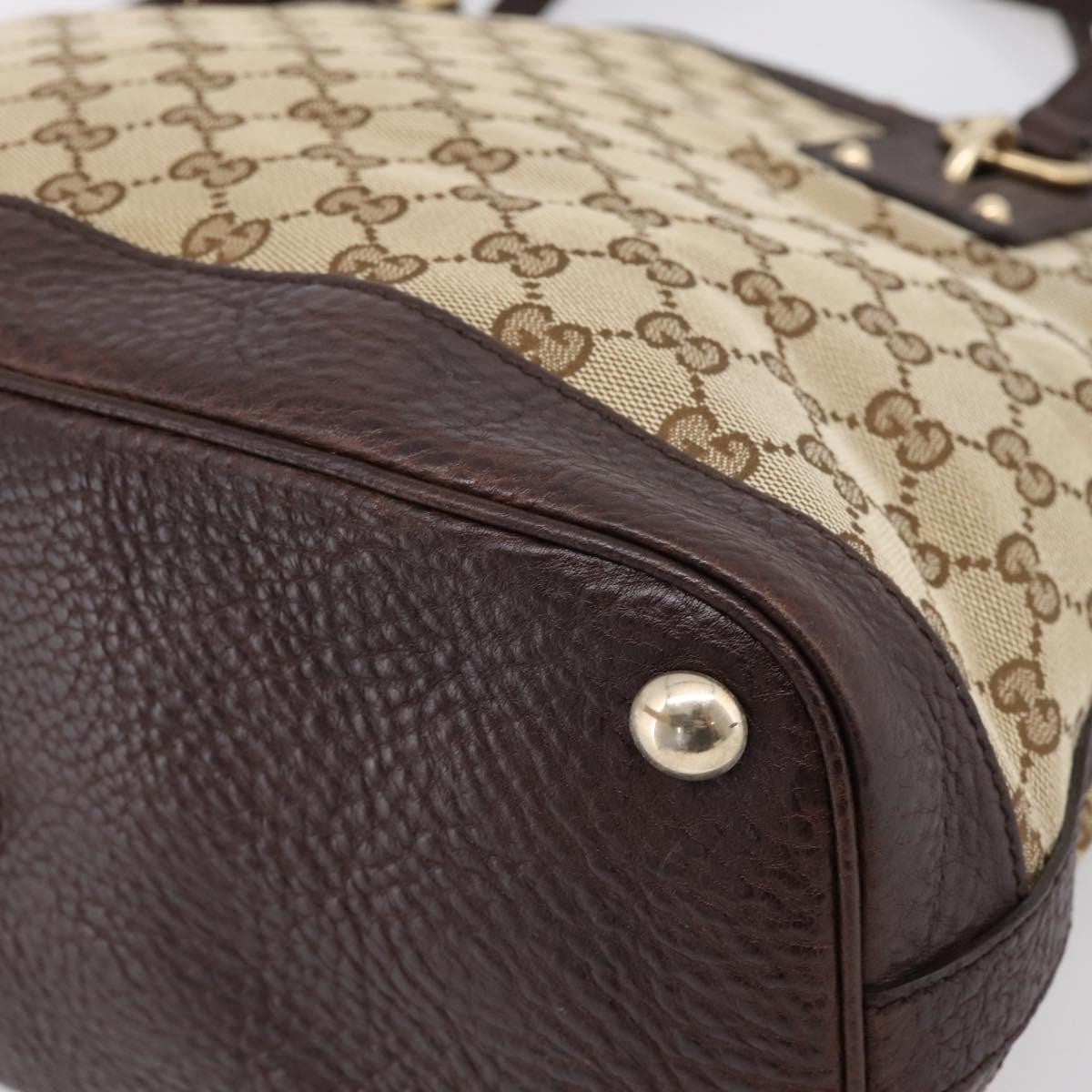 Gucci Britt Convertible Dome Satchel Gg Canvas Beige Canvas Handbag (Pre-Owned)