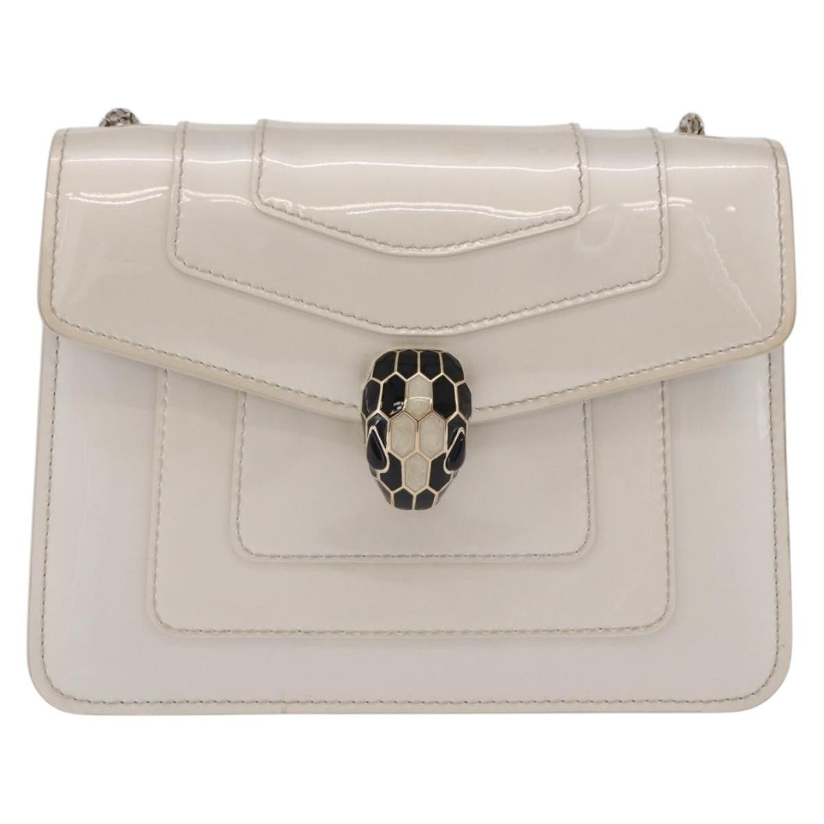 Bvlgari Serpenti Forever Patent White Patent_Leather Shoulder Bag Bag (Pre-Owned)