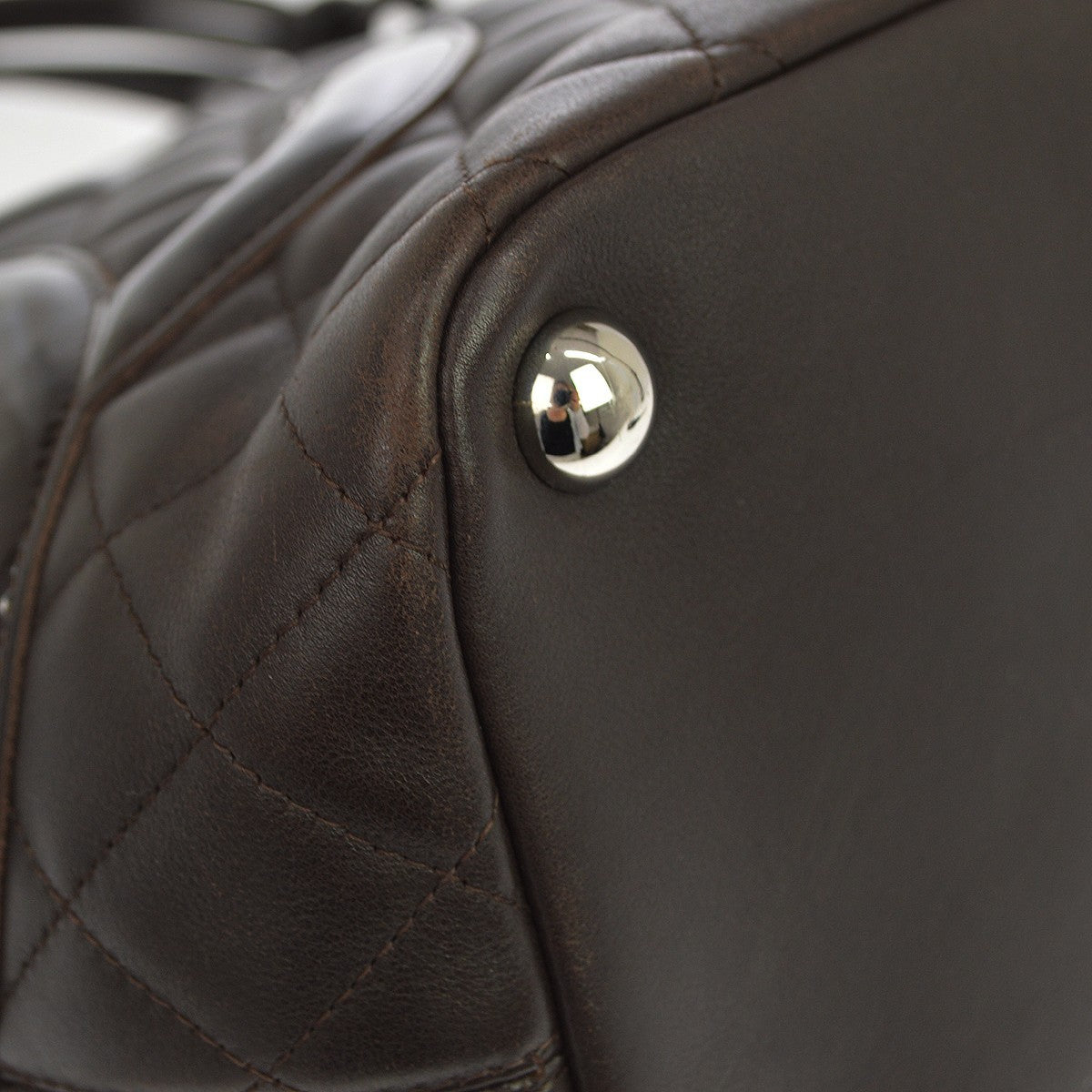 Chanel Cambon Tote Quilted Leather Brown Leather Tote Bag Bag (Pre-Owned)