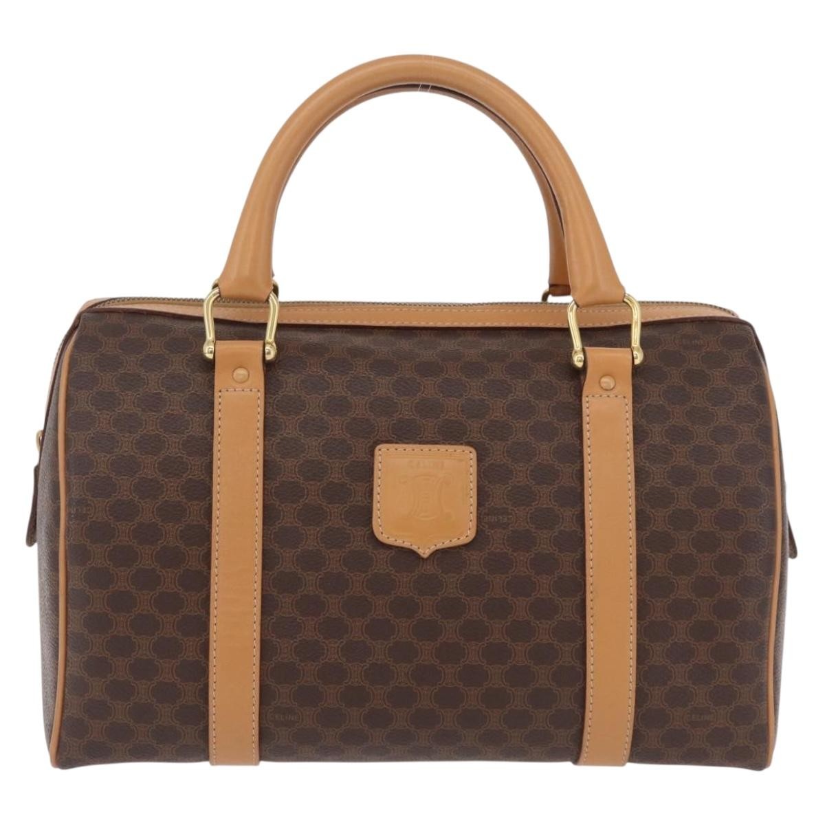 Celine Vintage Boston Macadam Coated Canvas Brown Pvc Handbag (Pre-Owned)