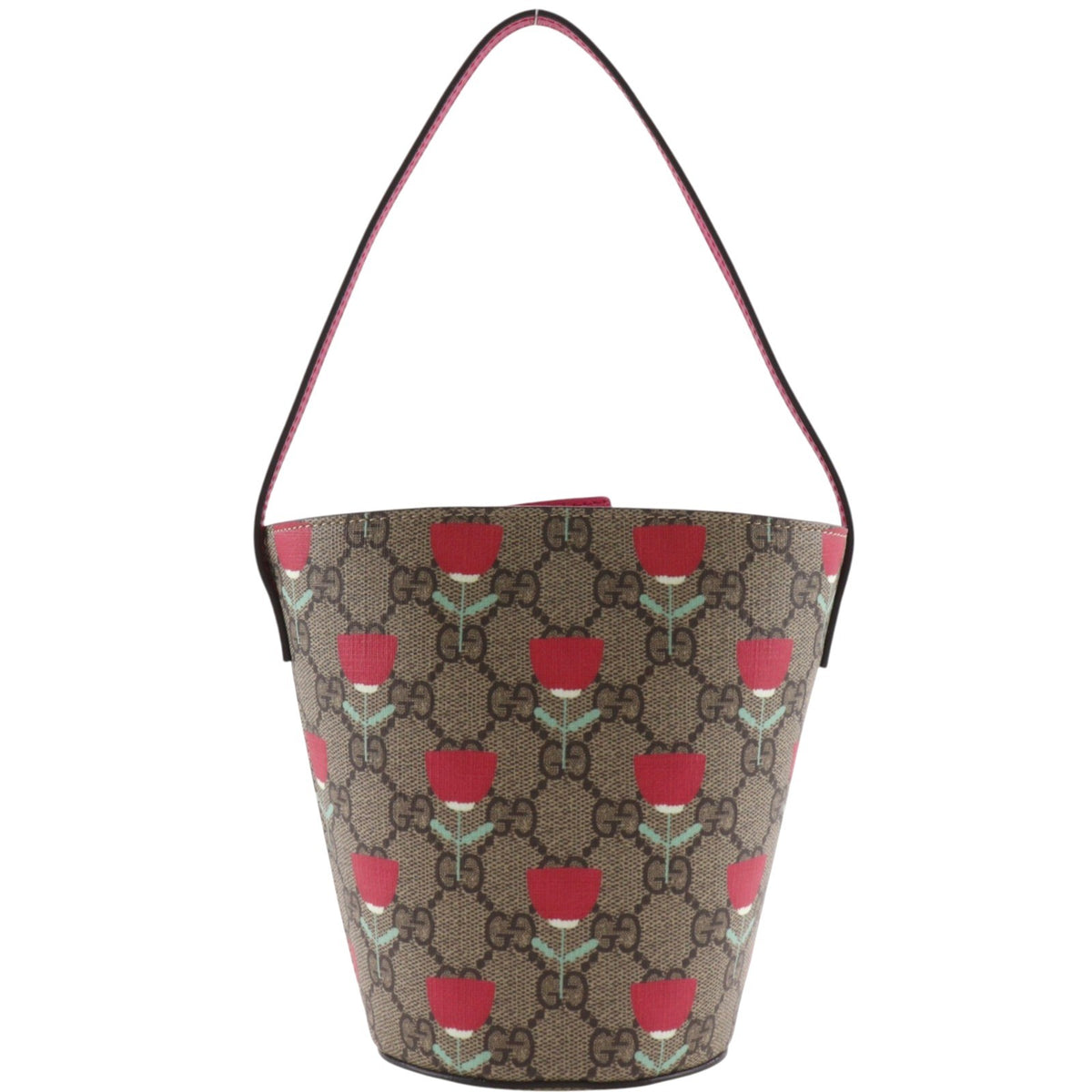 Gucci Children's Bucket Gg Coated Canvas With Applique Brown Canvas Handbag (Pre-Owned)
