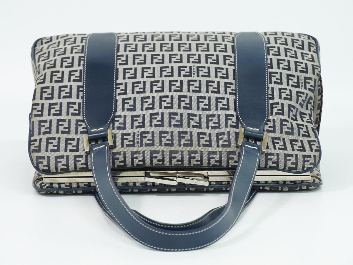 Fendi Vintage Shoulderbag Canvas Navy Canvas Shoulder Bag Bag (Pre-Owned)