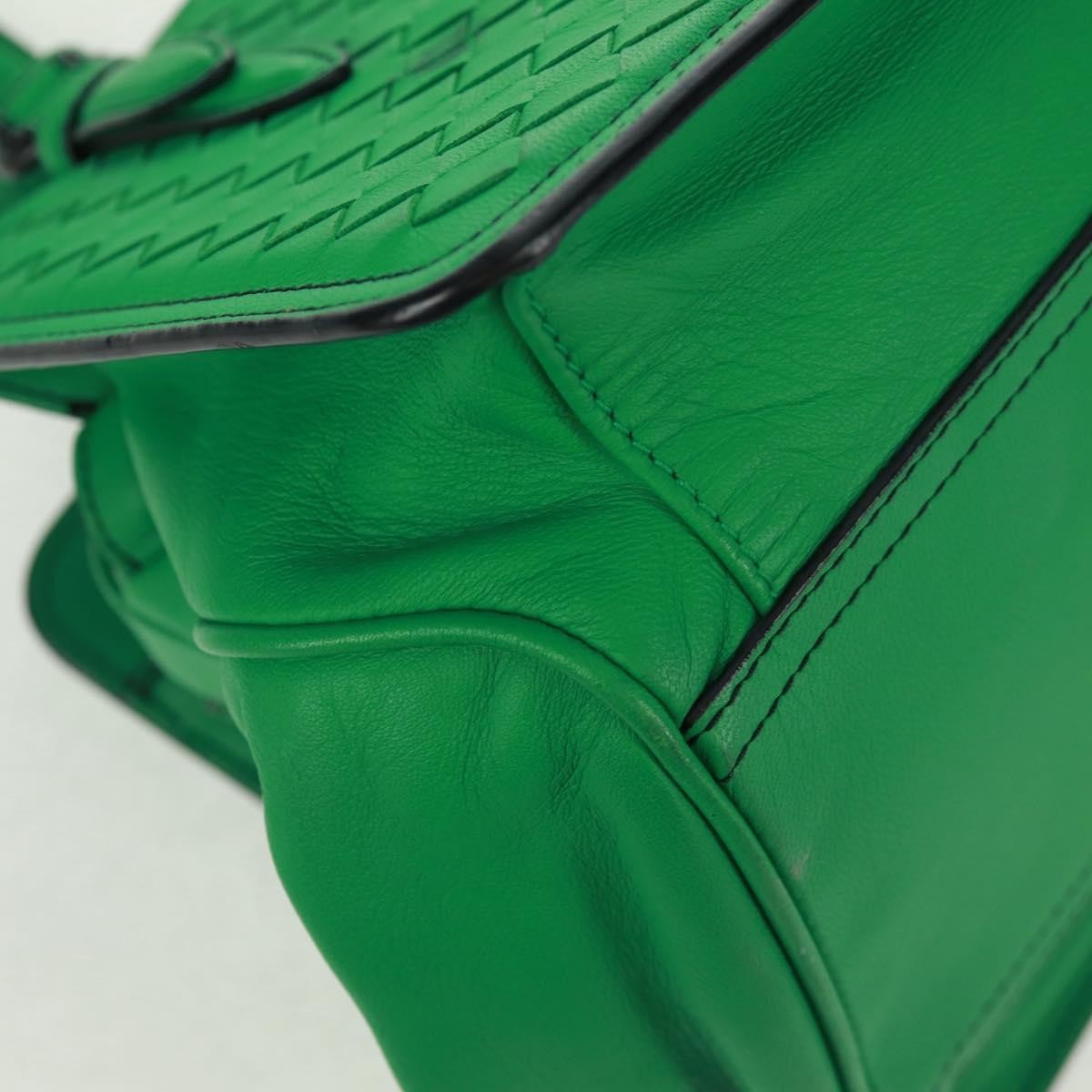 Bottega Veneta Intrecciato Leather Green Leather Handbag (Pre-Owned)