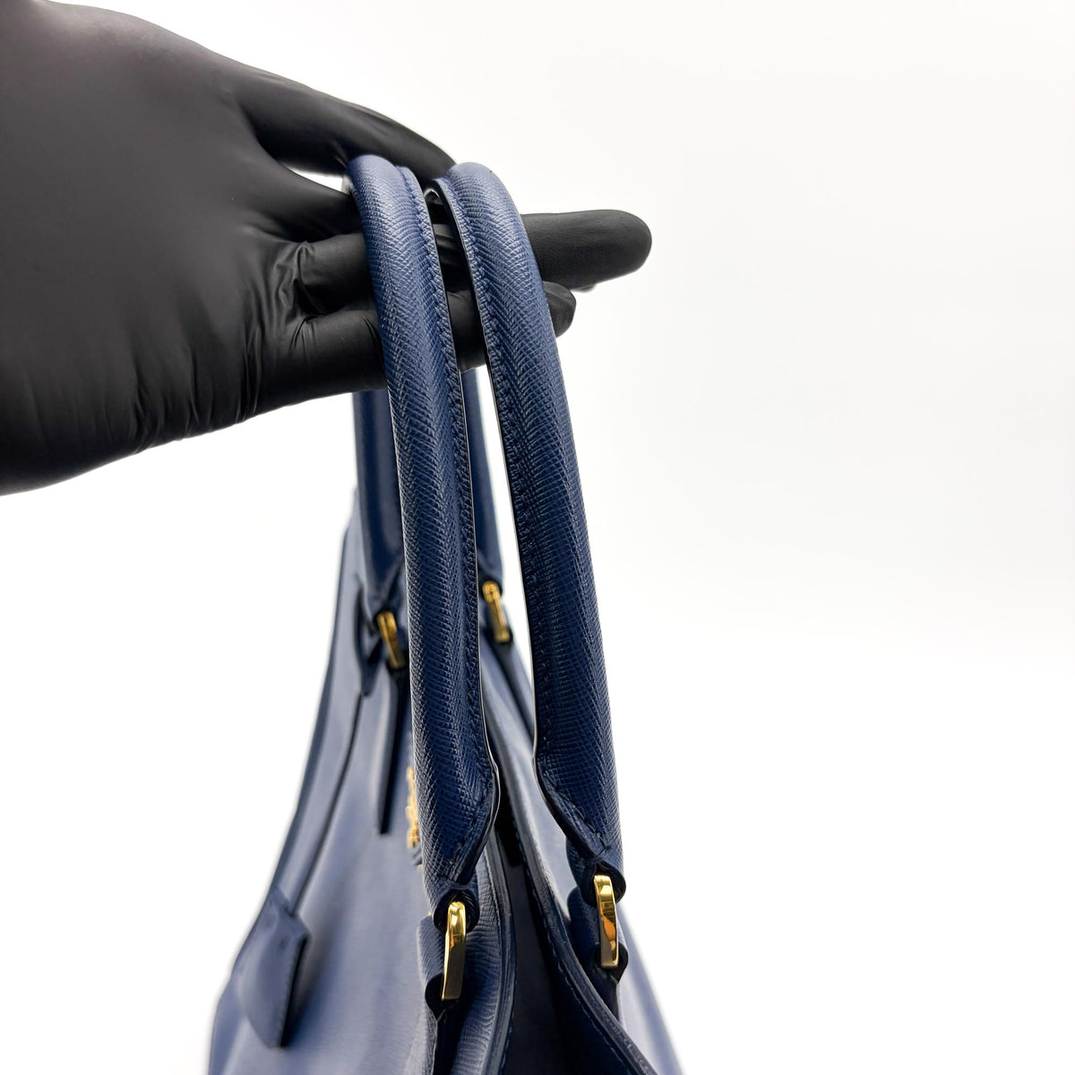 Prada Lux Open Saffiano Leather Blue Leather Tote Bag Bag (Pre-Owned)