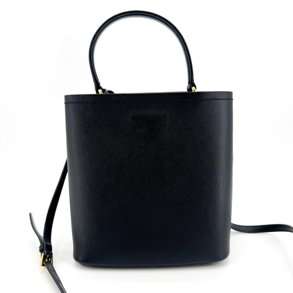Prada Panier Bucket Saffiano Leather Black Leather Handbag (Pre-Owned)