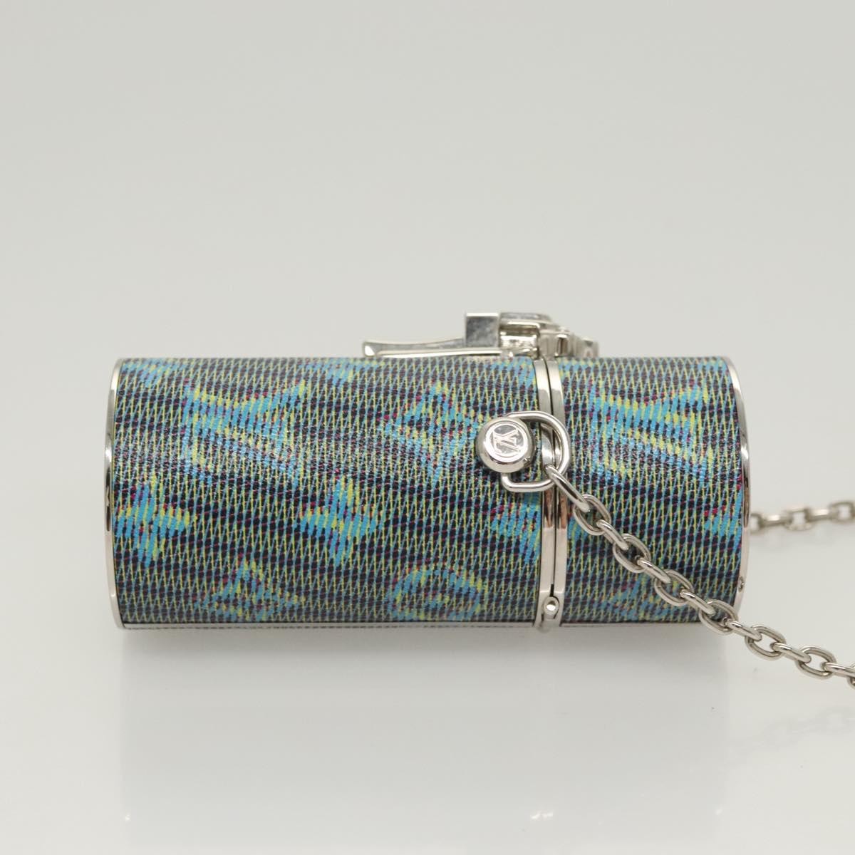 Louis Vuitton Lipstick Case On Chain Damier Monogram Lv Pop Canvas Blue Canvas Clutche & Pouche Bag (Pre-Owned)