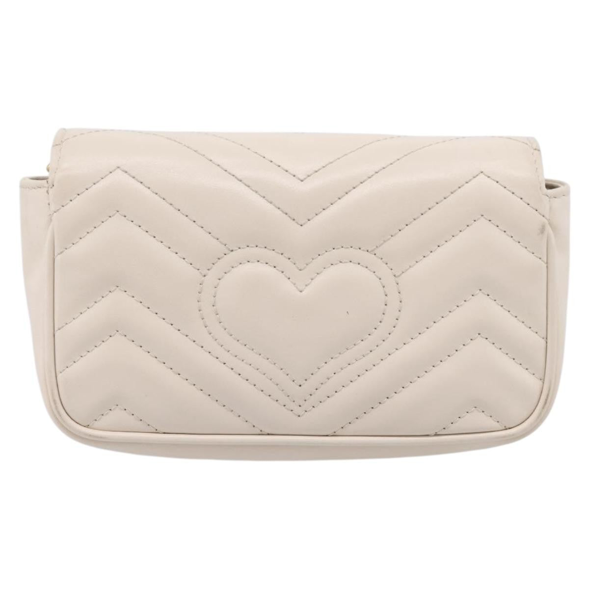 Gucci Gg Marmont Flap Chain Gg Coated Canvas And Leather Beige Leather Shoulder Bag Bag (Pre-Owned)