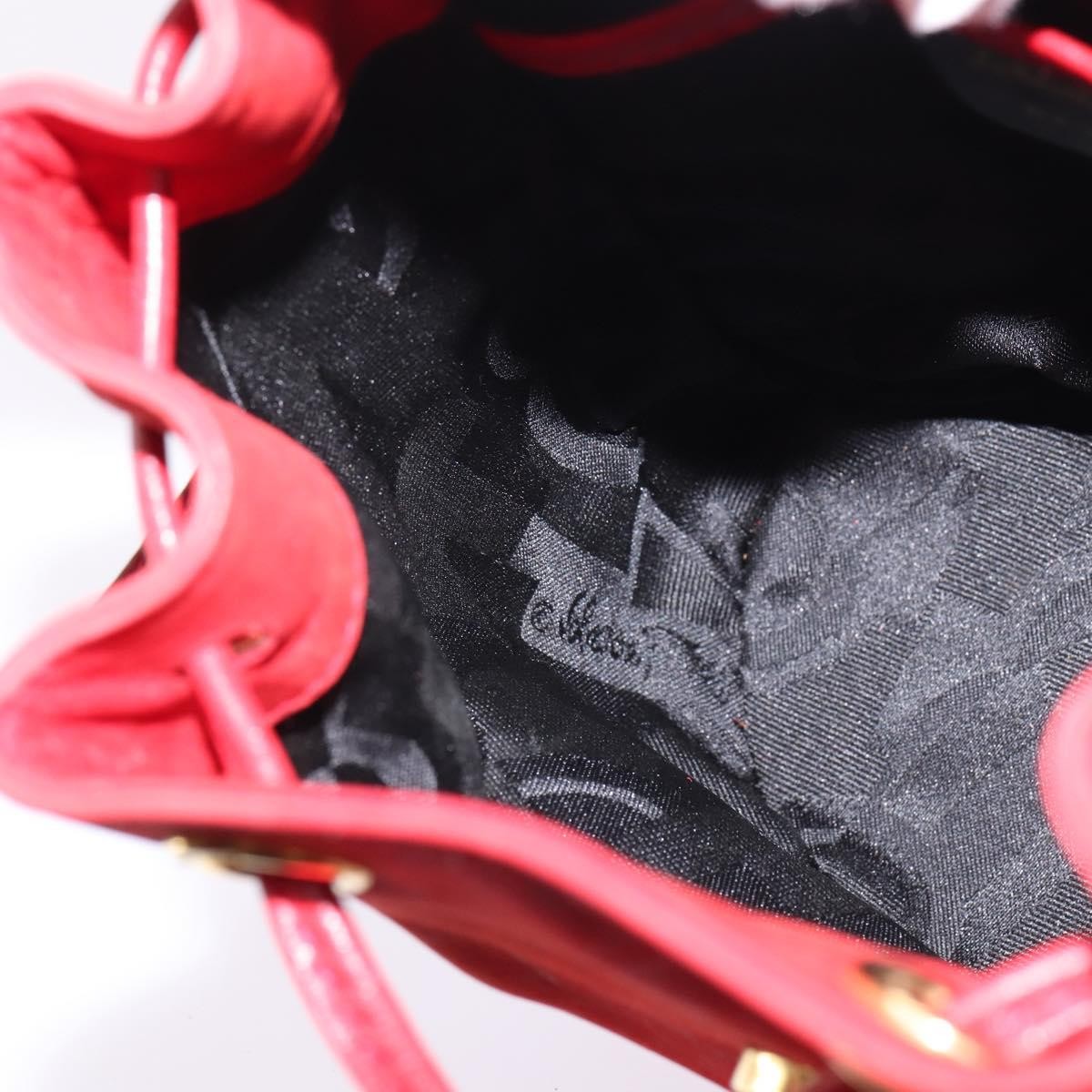 Salvatore Ferragamo Gancini Flap Drawstring Leather Red Leather Backpack Bag (Pre-Owned)