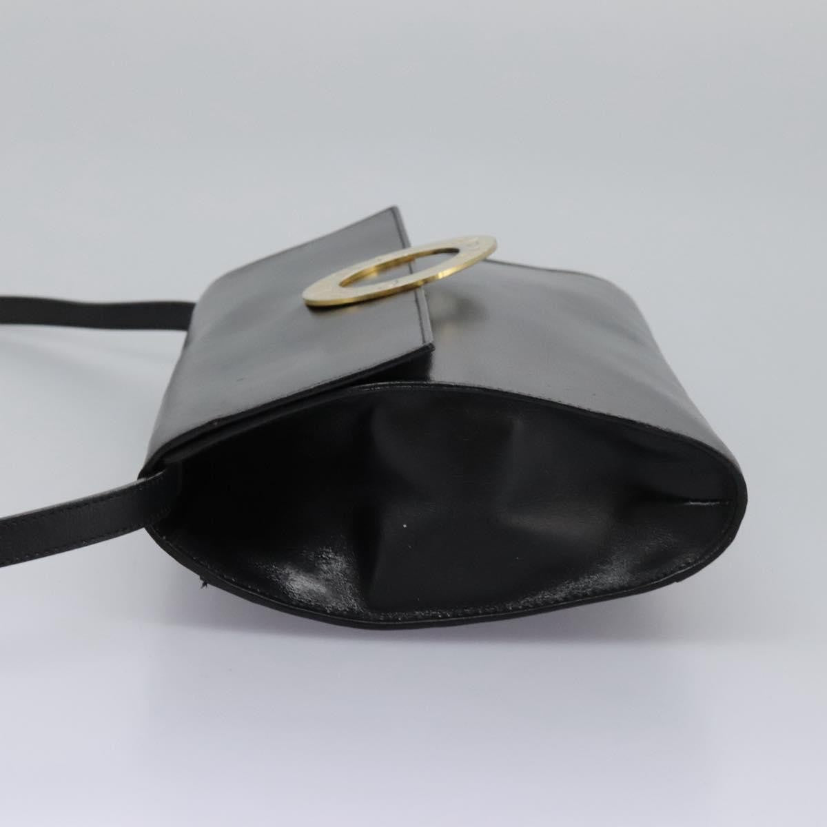 Celine Vintage Circle Logo Leather Black Leather Bag (Pre-Owned)