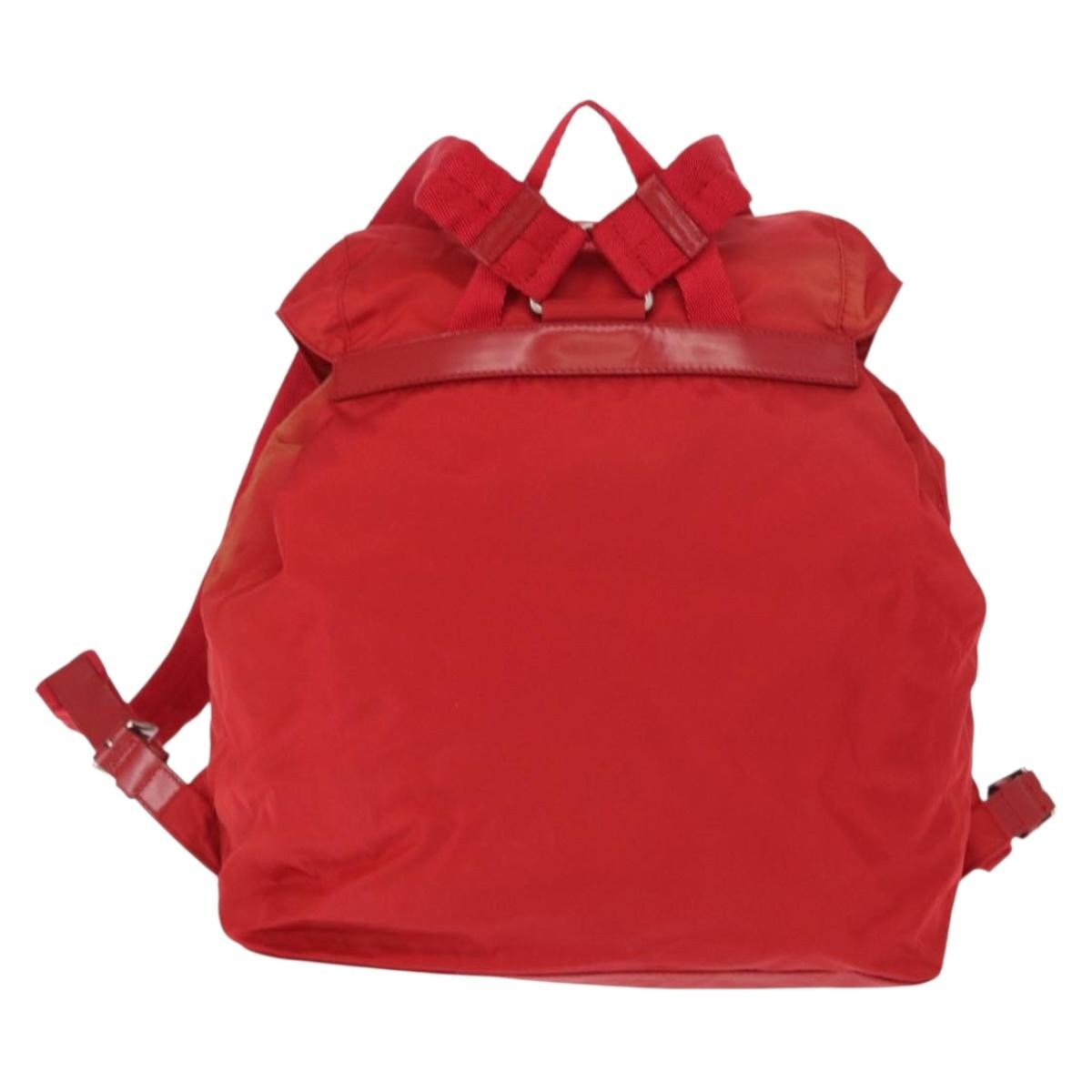 Prada Double Front Pocket Tessuto Red Nylon Backpack Bag (Pre-Owned)