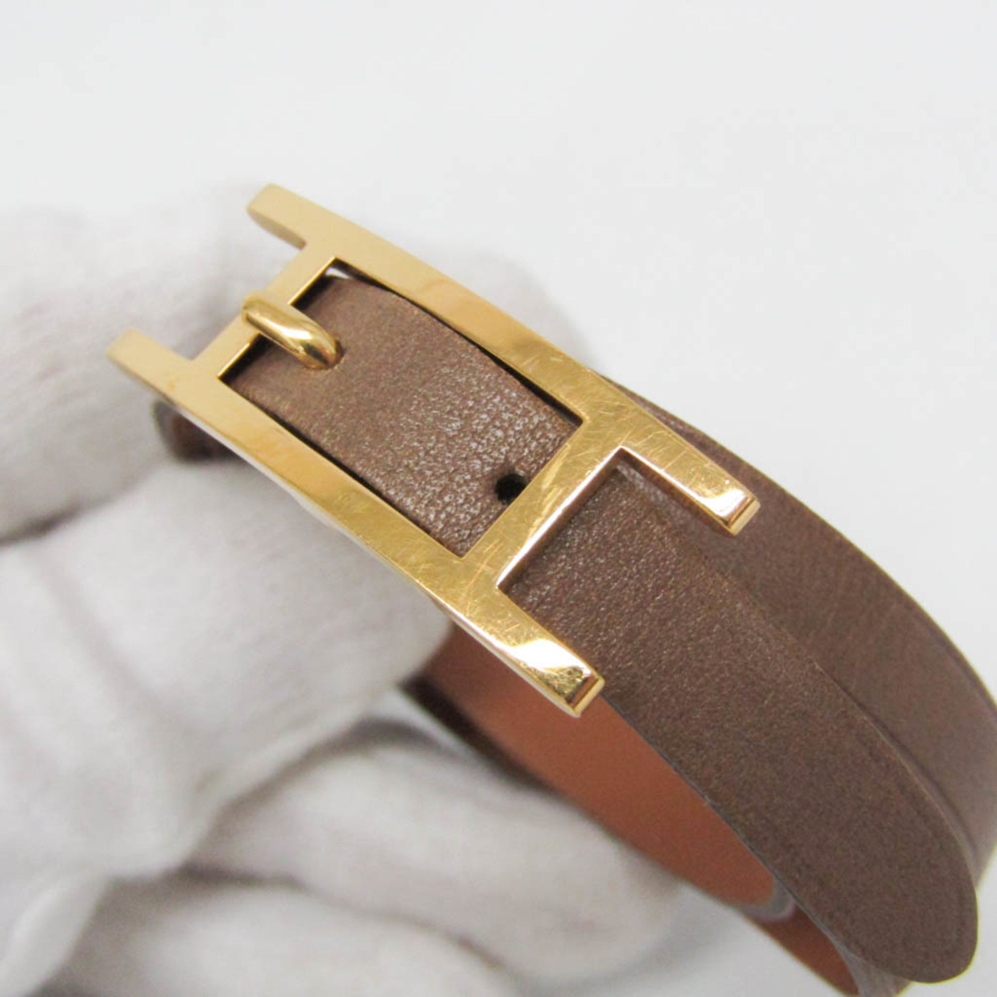 Hermes Hapi 3 Leather Beige Leather Bracelet Jewelry (Pre-Owned)