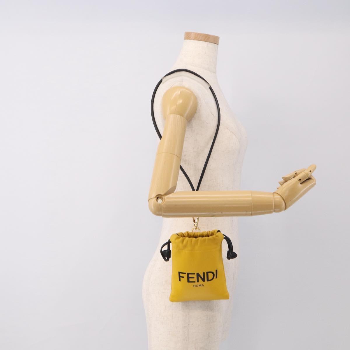 Fendi Logo Drawstring Leather Yellow Leather Handbag (Pre-Owned)