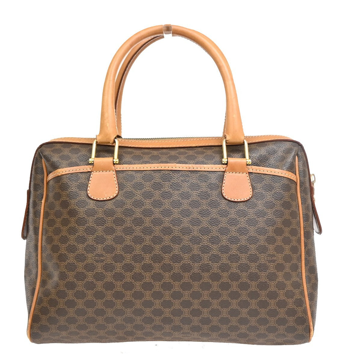 Celine Boston Triomphe Xl Coated Canvas Brown Canvas Handbag (Pre-Owned)