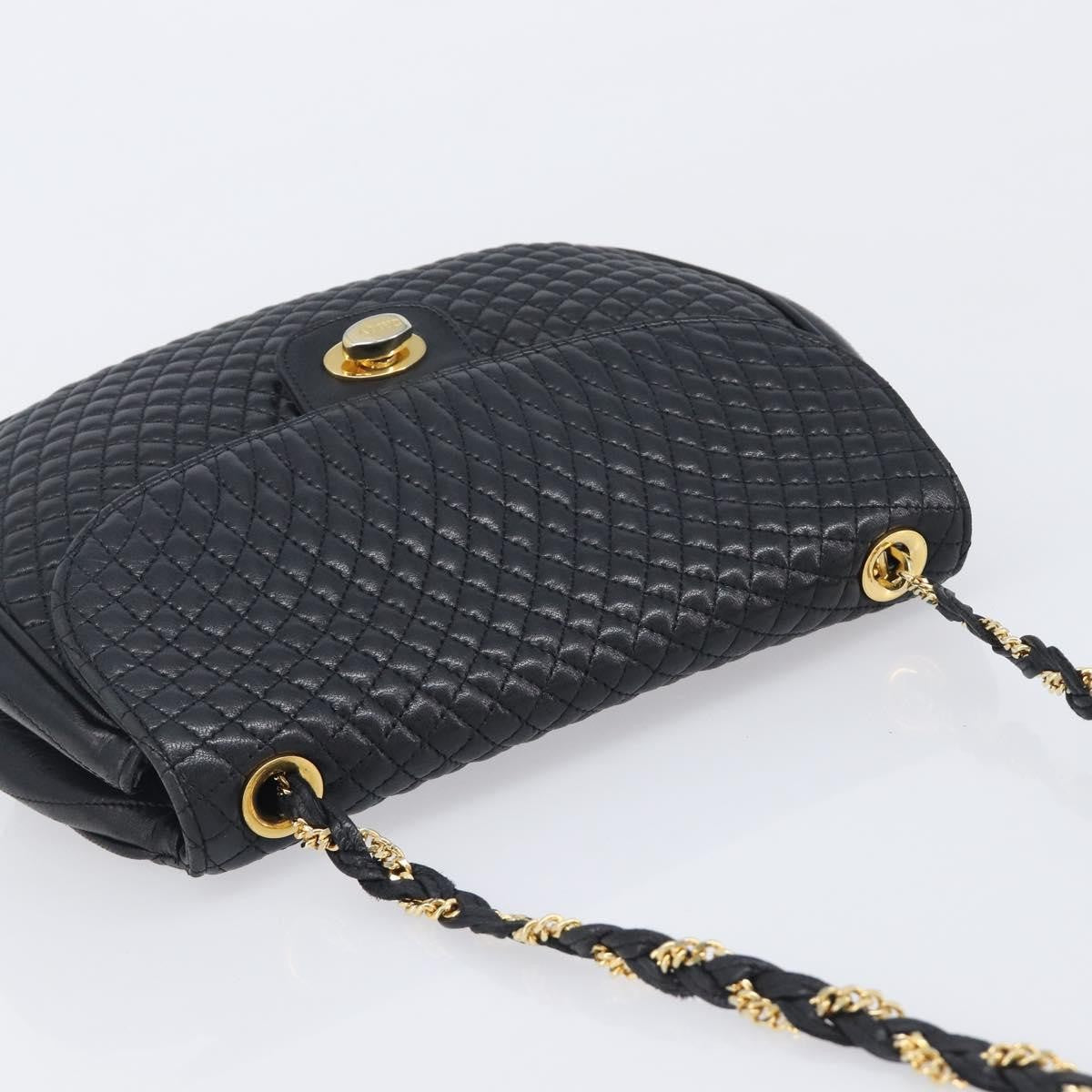 Bally Vintage Quilted Leather Black Leather Shoulder Bag Bag (Pre-Owned)