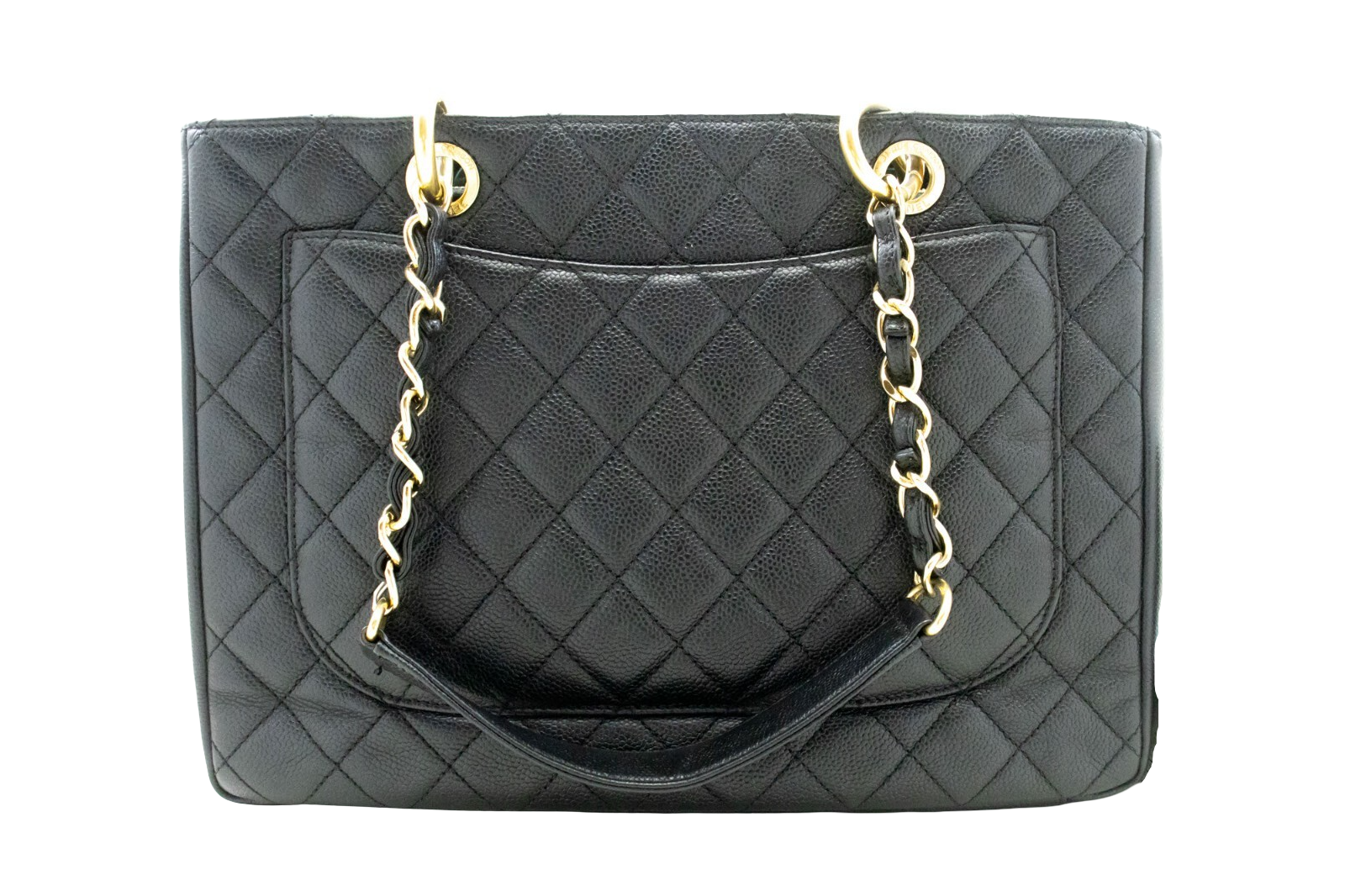Chanel Grand Shopping Tote Quilted Caviar Black Calfskin Tote Bag Bag (Pre-Owned)
