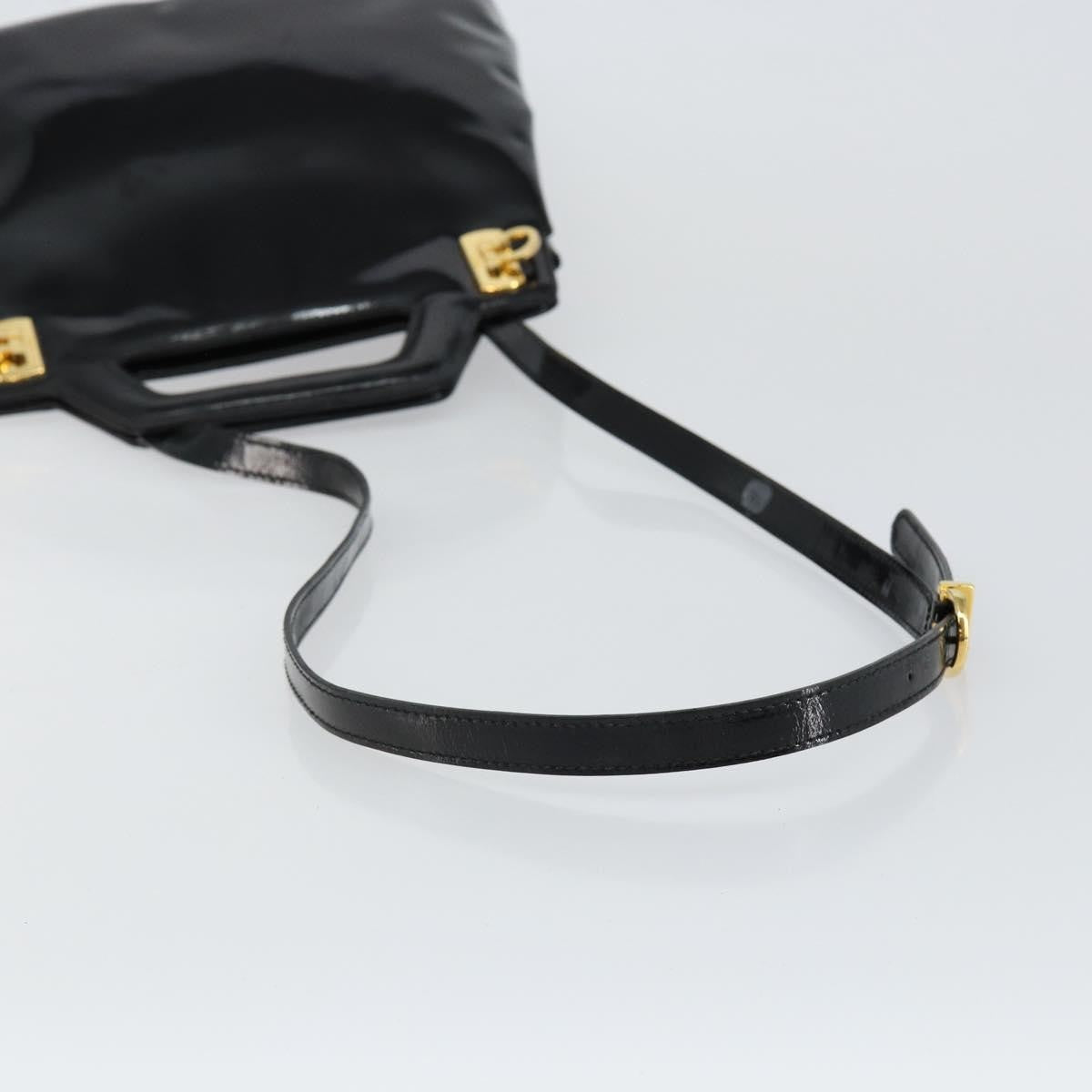 Salvatore Ferragamo Wanda Patent Leather Black Patent_Leather Handbag (Pre-Owned)