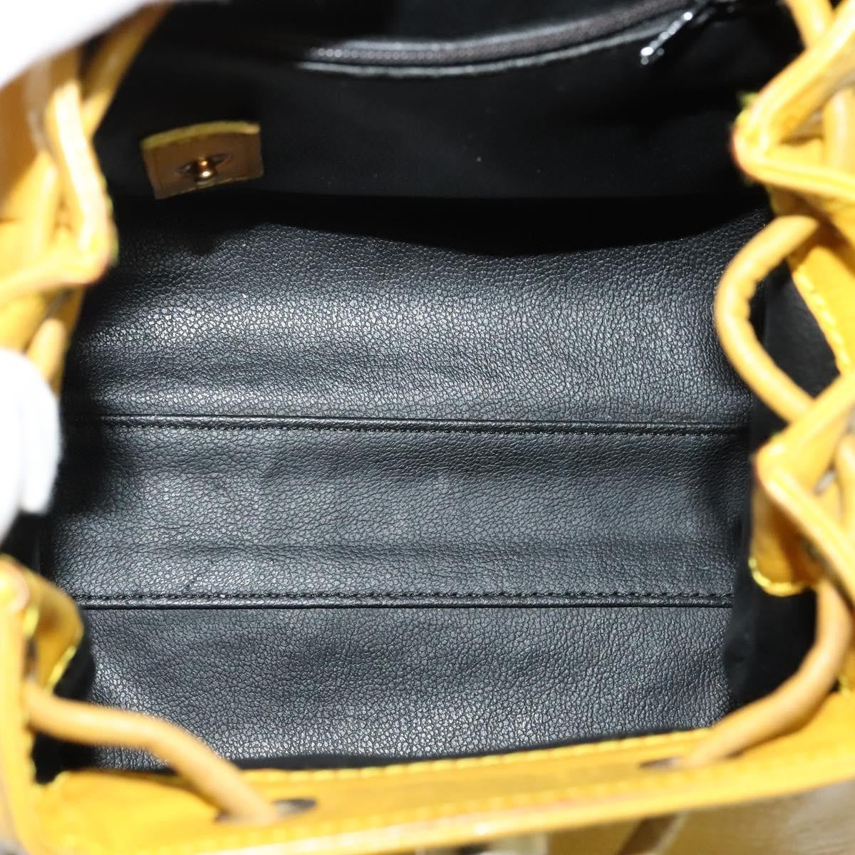 Christian Dior Vintage Flap Leather Yellow Leather Backpack Bag (Pre-Owned)