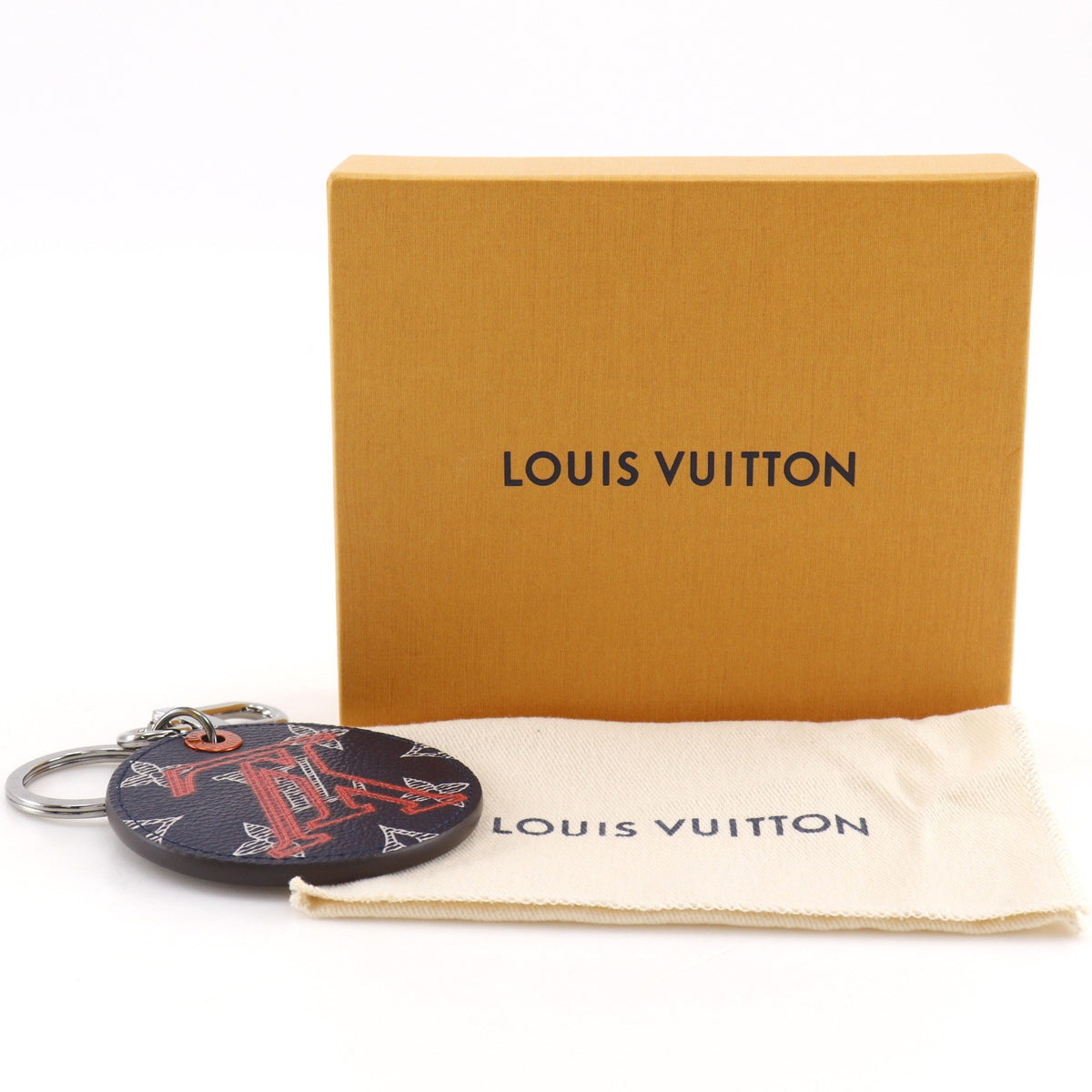 Louis Vuitton Round Illustre Keychain Limited Edition Upside Down Monogram Ink Black Leather Charms And Keychains Accessory (Pre-Owned)