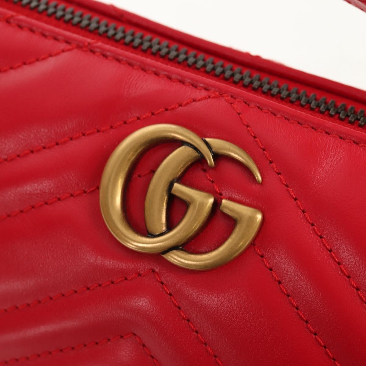 Gucci Gg Marmont Pochette Shoulder Matelasse Leather Red Leather Clutche & Pouche Bag (Pre-Owned)
